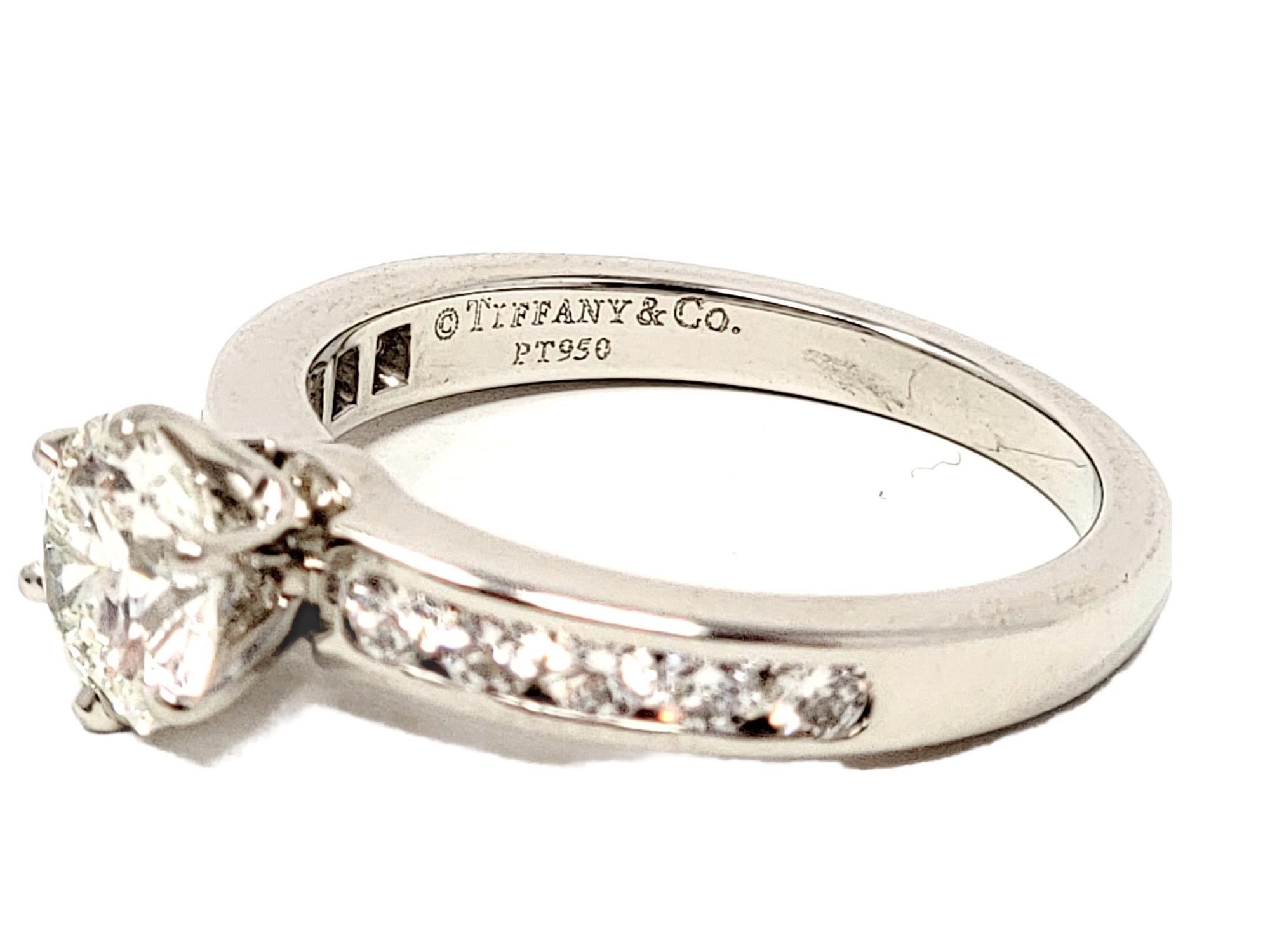 Tiffany & Co. 1.43 Carat Total Round Diamond Platinum Engagement Ring F / VVS2 4