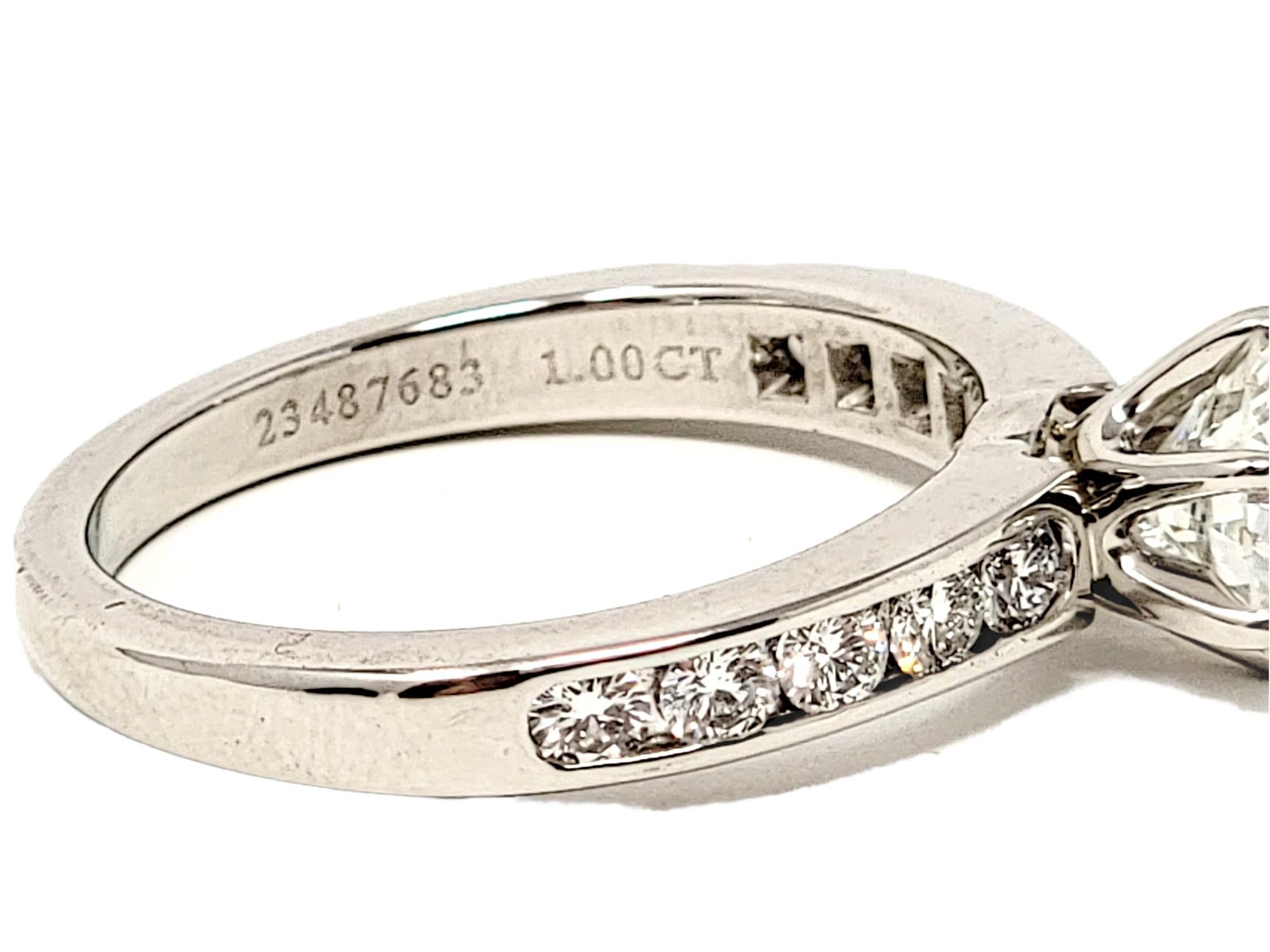 Tiffany & Co. 1.43 Carat Total Round Diamond Platinum Engagement Ring F / VVS2 5