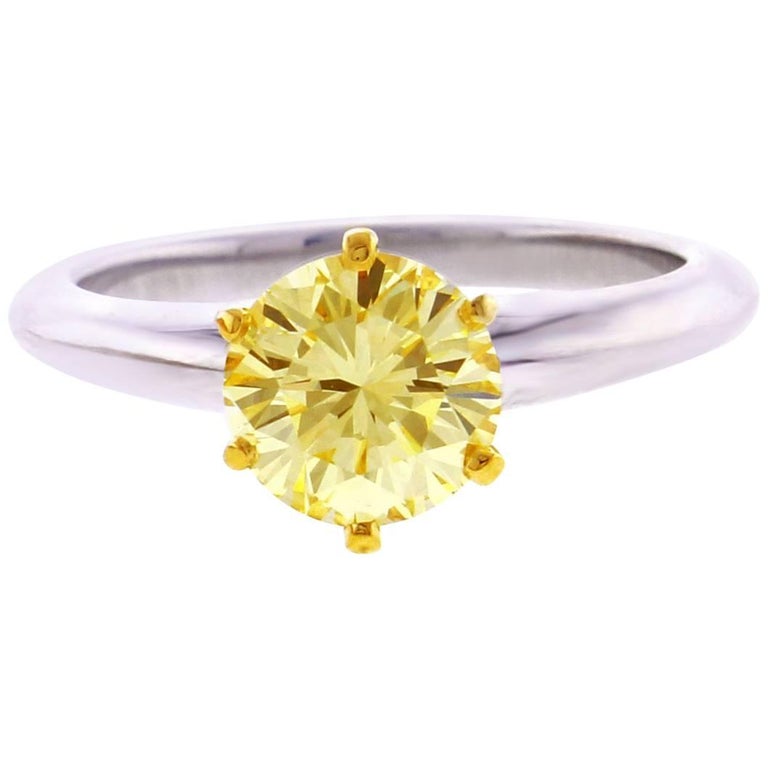 Tiffany and Co. 1.44 Carat Yellow Diamond Engagement Ring at 1stDibs