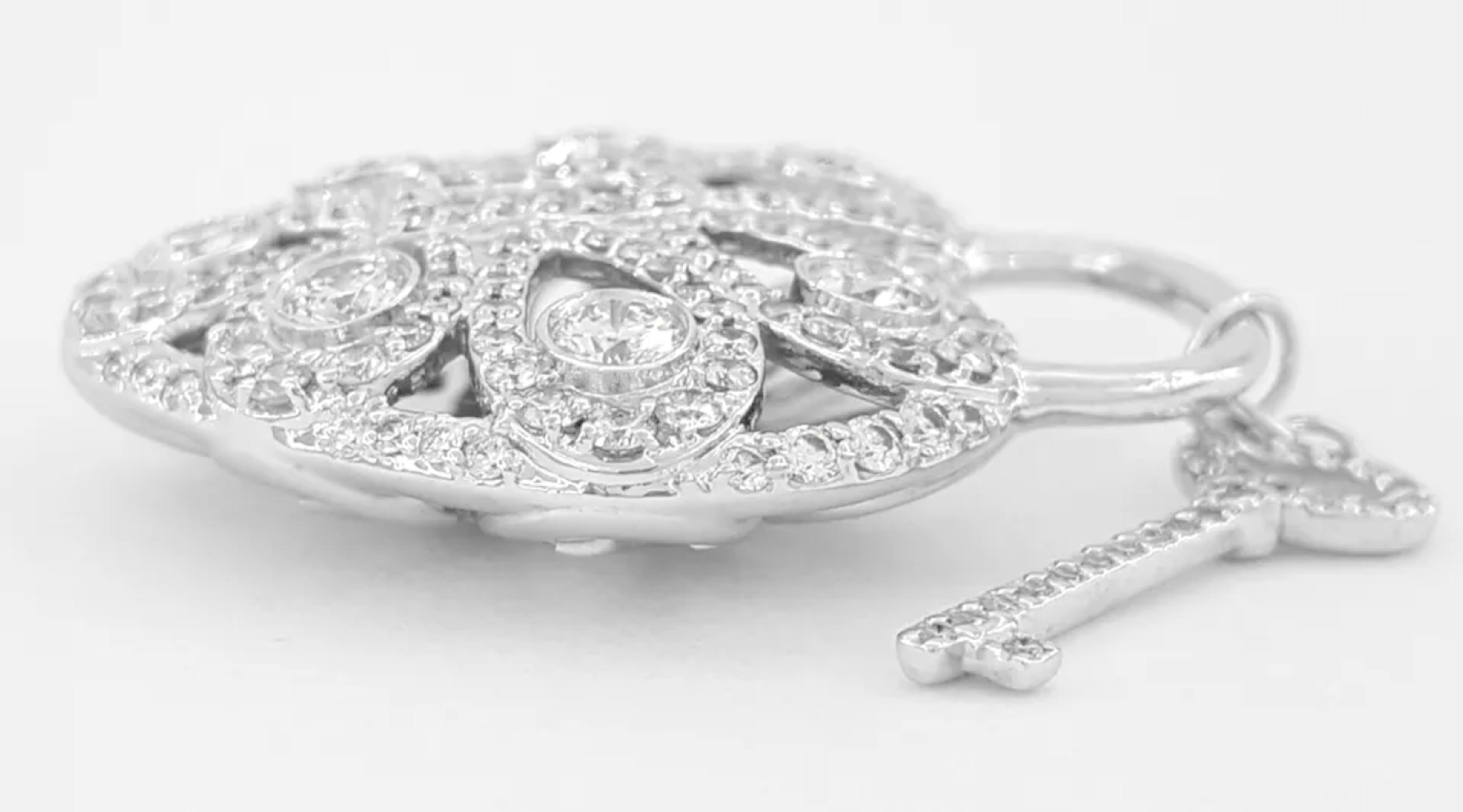 Taglio rotondo Tiffany & Co. Ciondolo a forma di chiave e lucchetto con diamante taglio rotondo da 1,44 ct in 18 carati in vendita