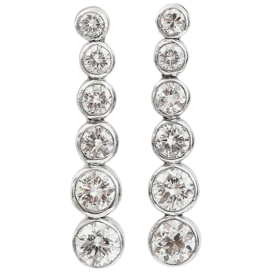 Tiffany & Co. 1.45 Carat Platinum Diamond Drop Jazz Earrings in a Tiffany Box
