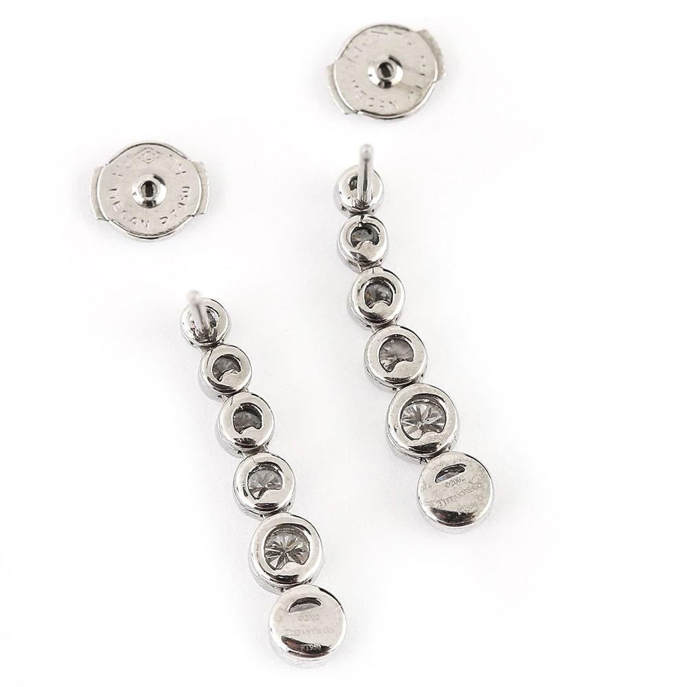 Round Cut Tiffany & Co. 1.45 Carat Platinum Diamond Drop Jazz Earrings in a Tiffany Box