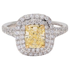 Tiffany & Co. 1.46 CTW Fancy Diamond 18K Platinum Solesete Halo Engagement Ring