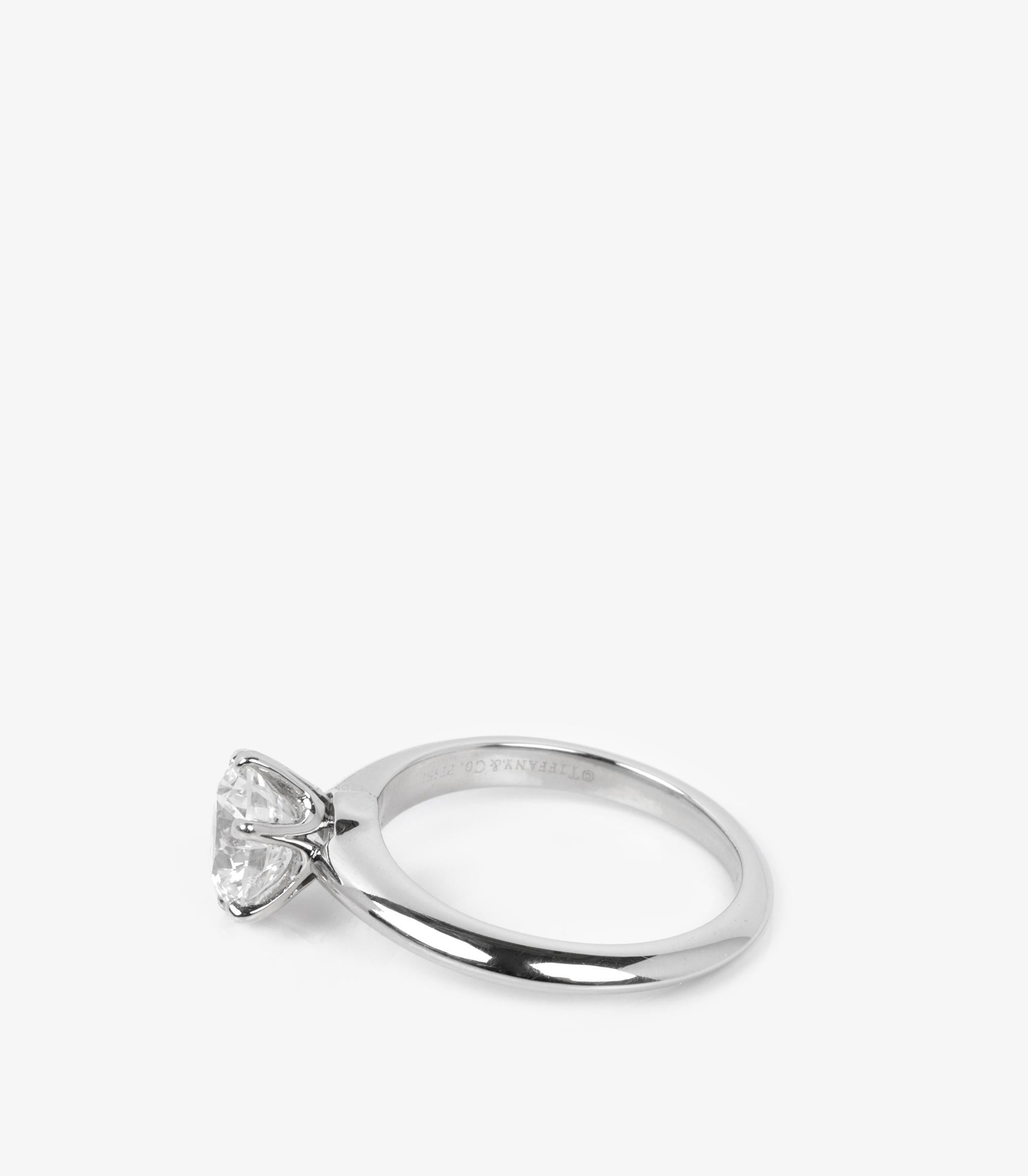 Tiffany & Co. 1.46ct Brilliant Cut Diamond Platinum Ring In Excellent Condition For Sale In Bishop's Stortford, Hertfordshire