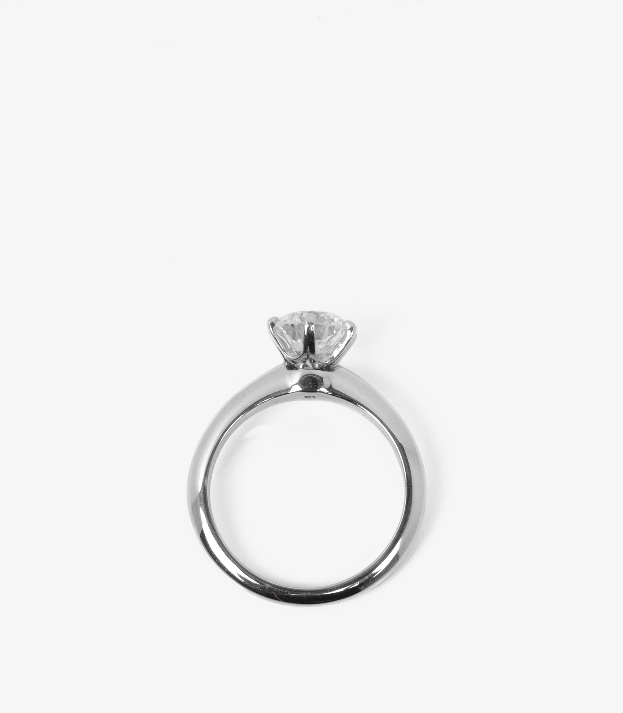 Tiffany & Co. 1.46ct Brilliant Cut Diamond Platinum Ring For Sale 1