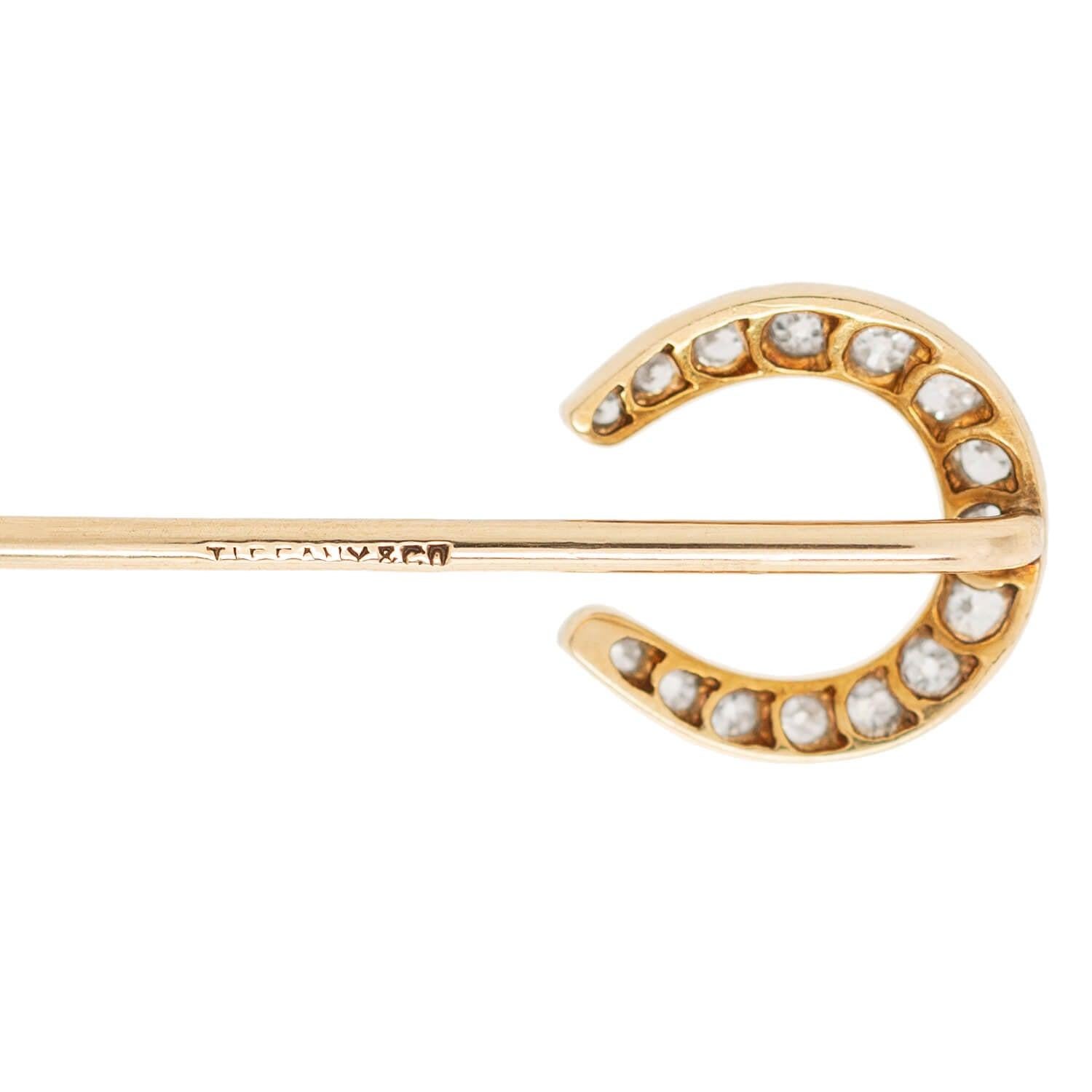 Retro Tiffany & Co. 14k Diamond Horseshoe Stick Pin