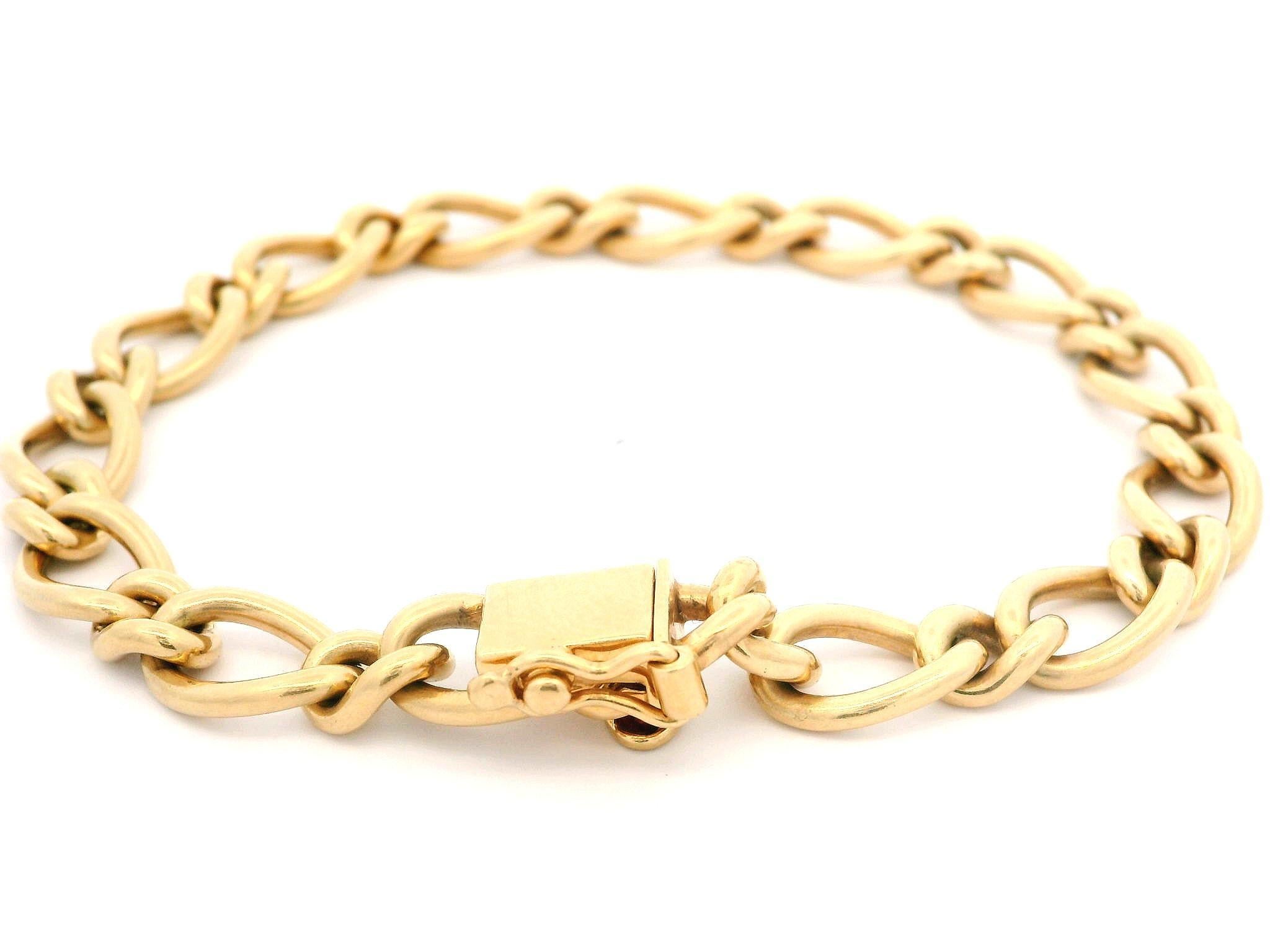 Tiffany & Co. 14k Gold Alternating Small and Large Open Link Charm Bracelet In Excellent Condition In Montclair, NJ