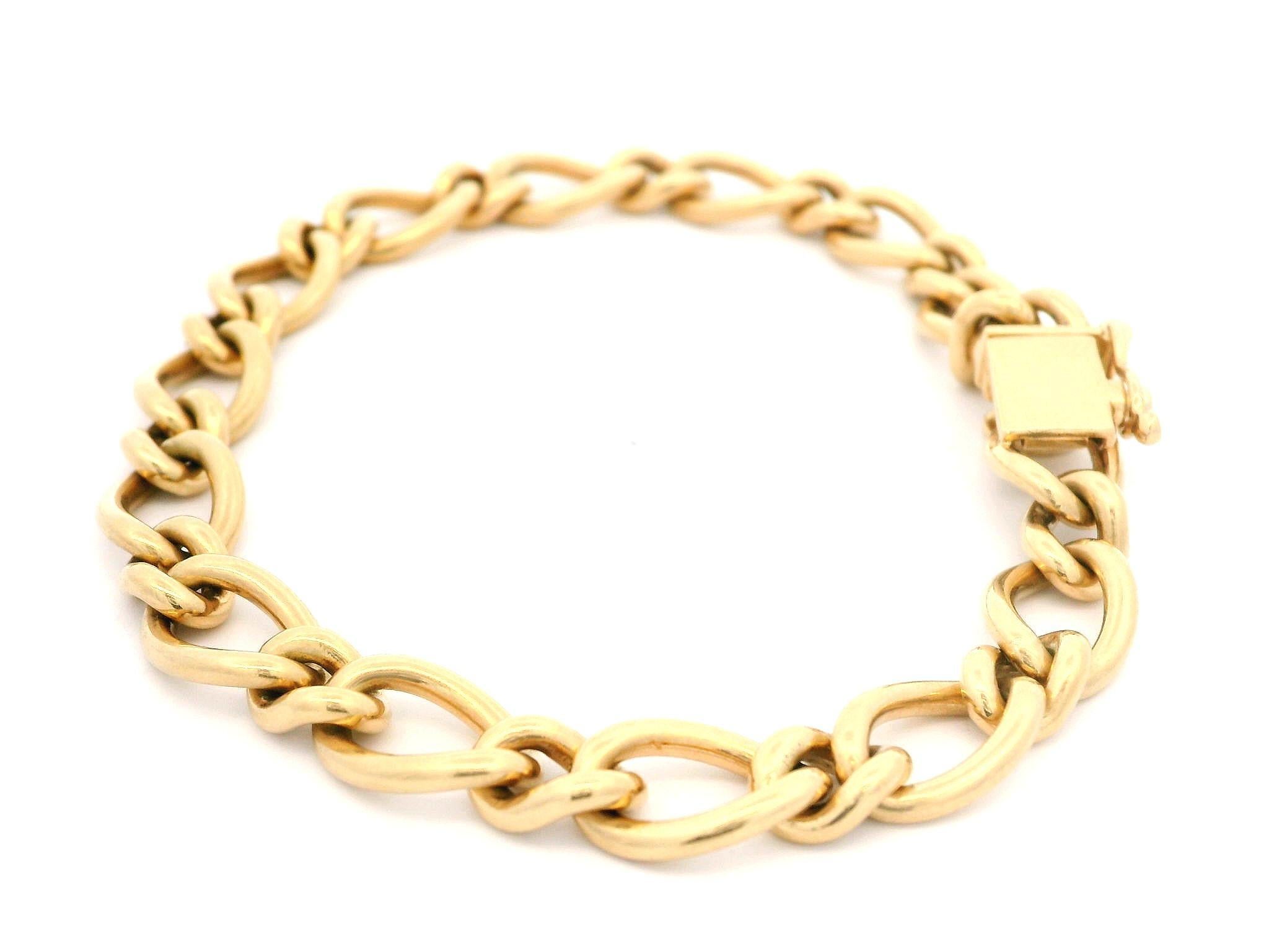 Women's Tiffany & Co. 14k Gold Alternating Small and Large Open Link Charm Bracelet