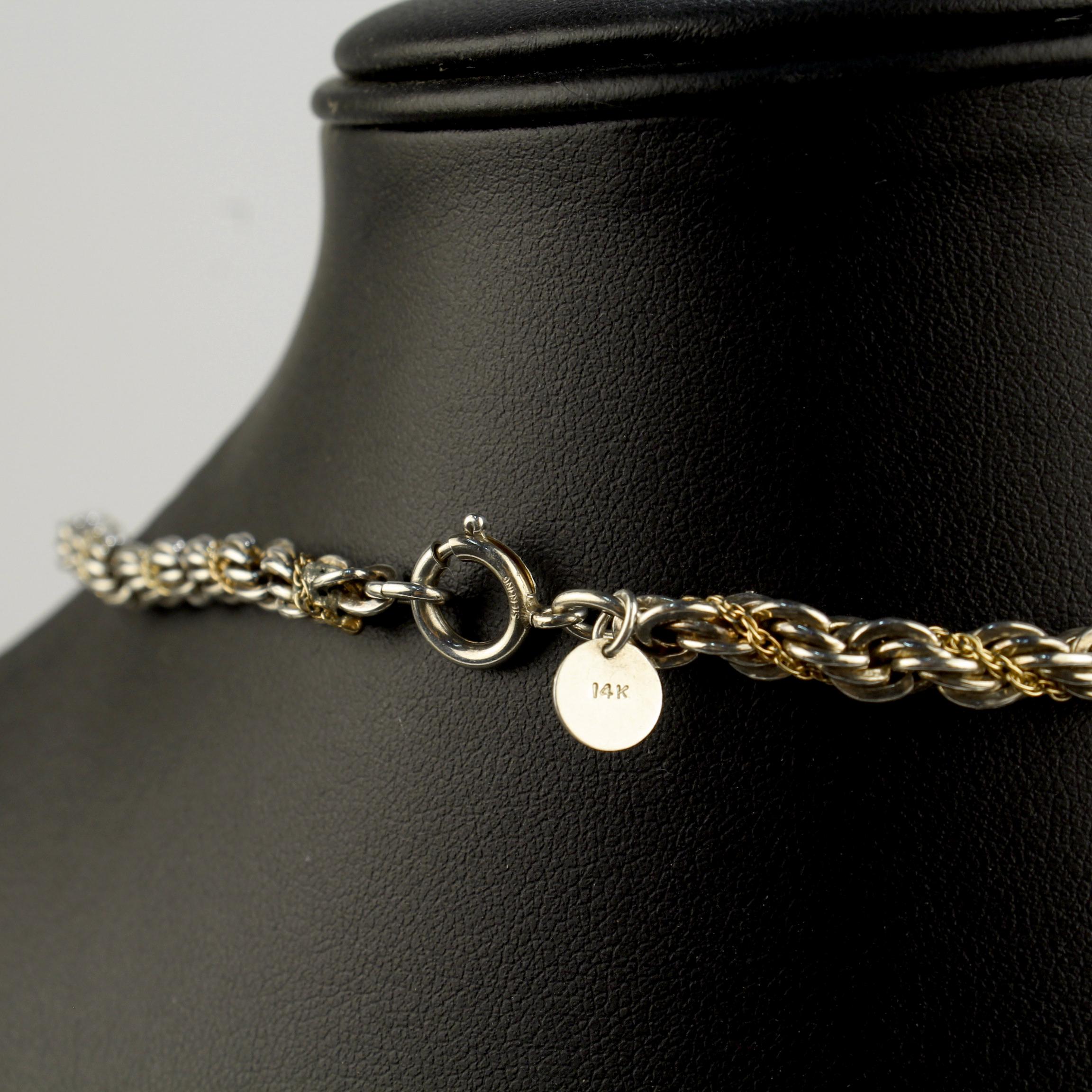 Halskette Tiffany &amp; Co., 14 Karat Gold und Sterlingsilber, Seildreh im Angebot 6