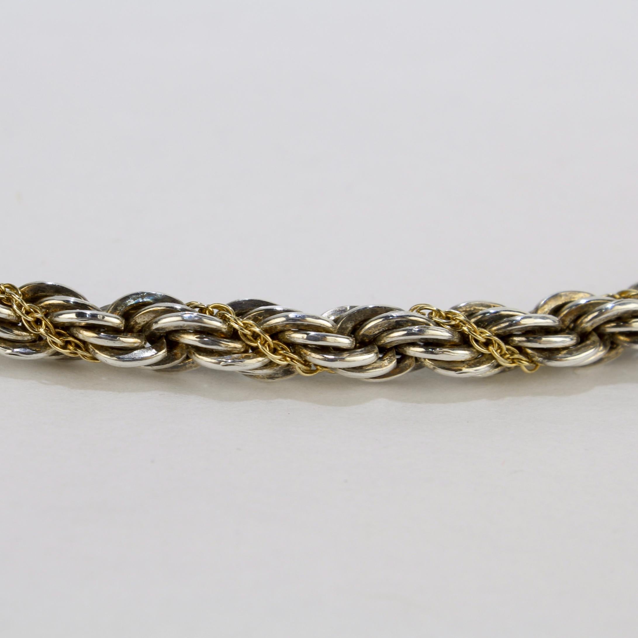 Halskette Tiffany &amp; Co., 14 Karat Gold und Sterlingsilber, Seildreh im Angebot 3