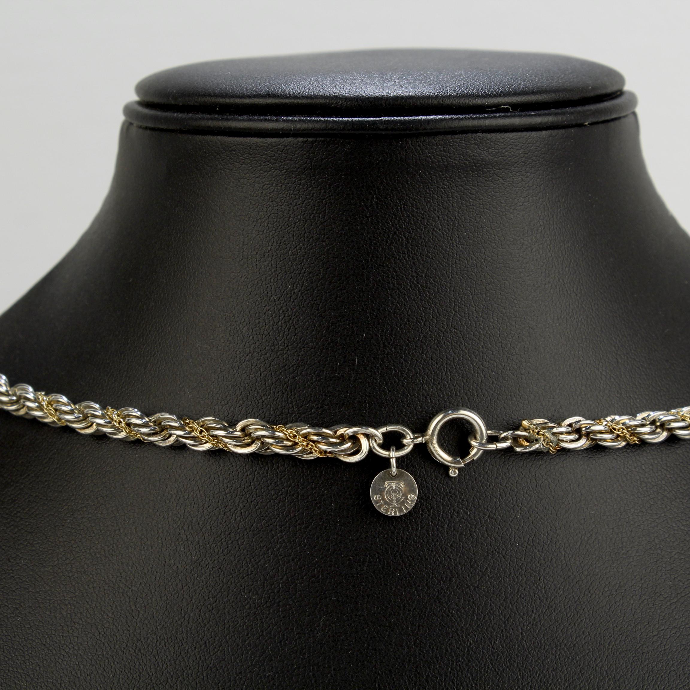 Halskette Tiffany &amp; Co., 14 Karat Gold und Sterlingsilber, Seildreh im Angebot 4