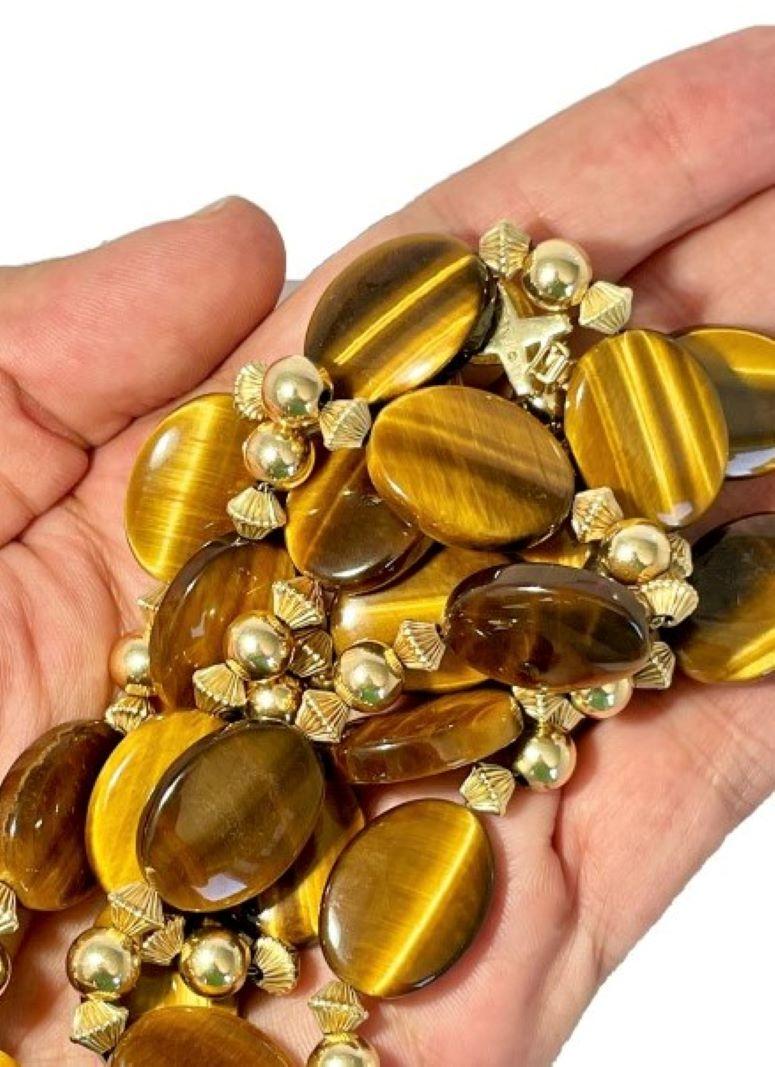 Cabochon Tiffany & Co. 14K Gold and Tiger's Eye Long Necklace