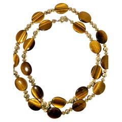 Tiffany & Co. 14K Gold and Tiger's Eye Long Necklace