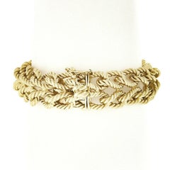 Tiffany & Co. 14k Gold Dual Row Twisted Wire Cable Interlocking Link Bracelet