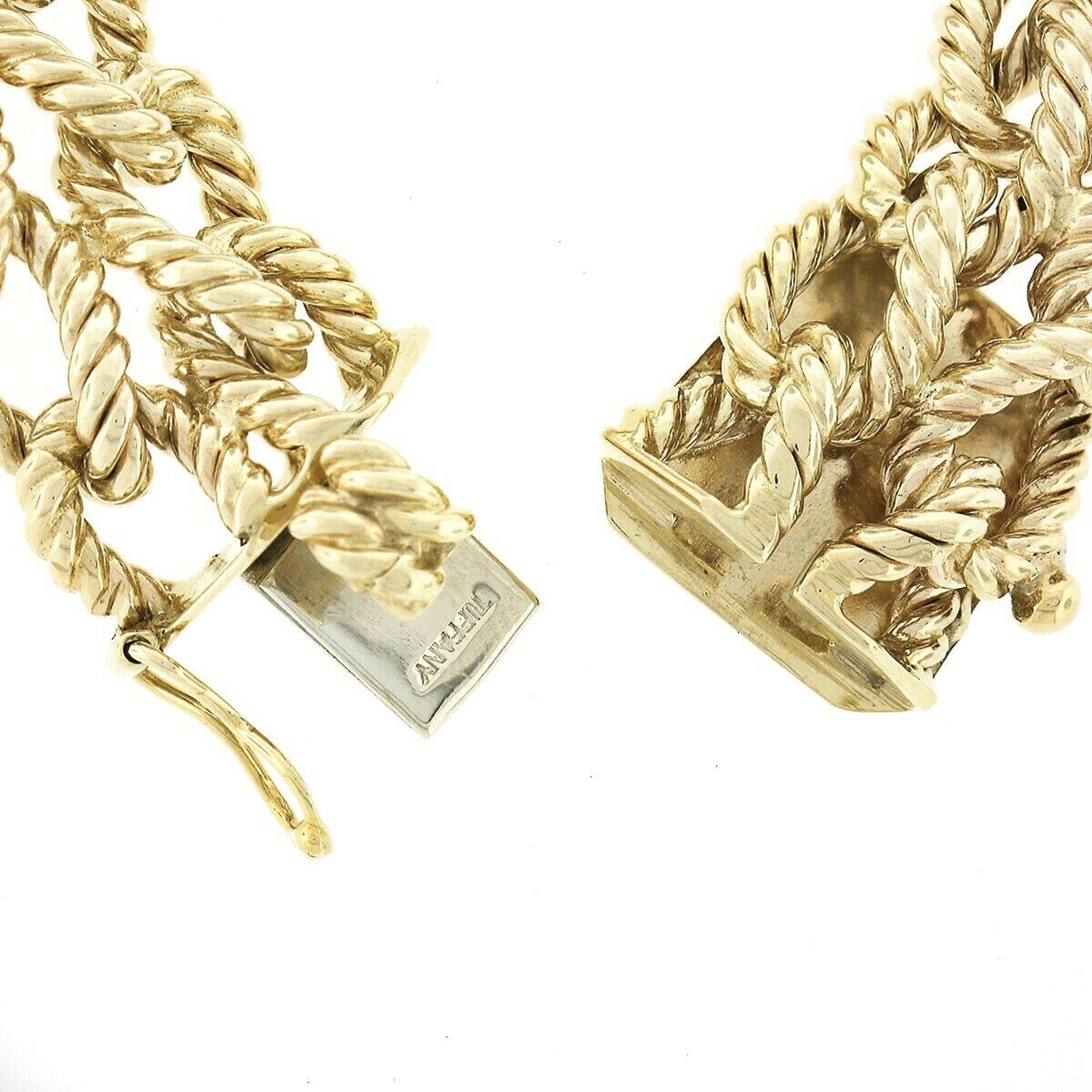 Tiffany & Co. 14k Or Dual Row Twisted Wire Cable Interlocking Link en vente 2
