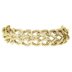 Tiffany & Co. 14k Gold Dual Row gedrehtes, ineinandergreifendes Gliederarmband mit Drahtkabelfassung