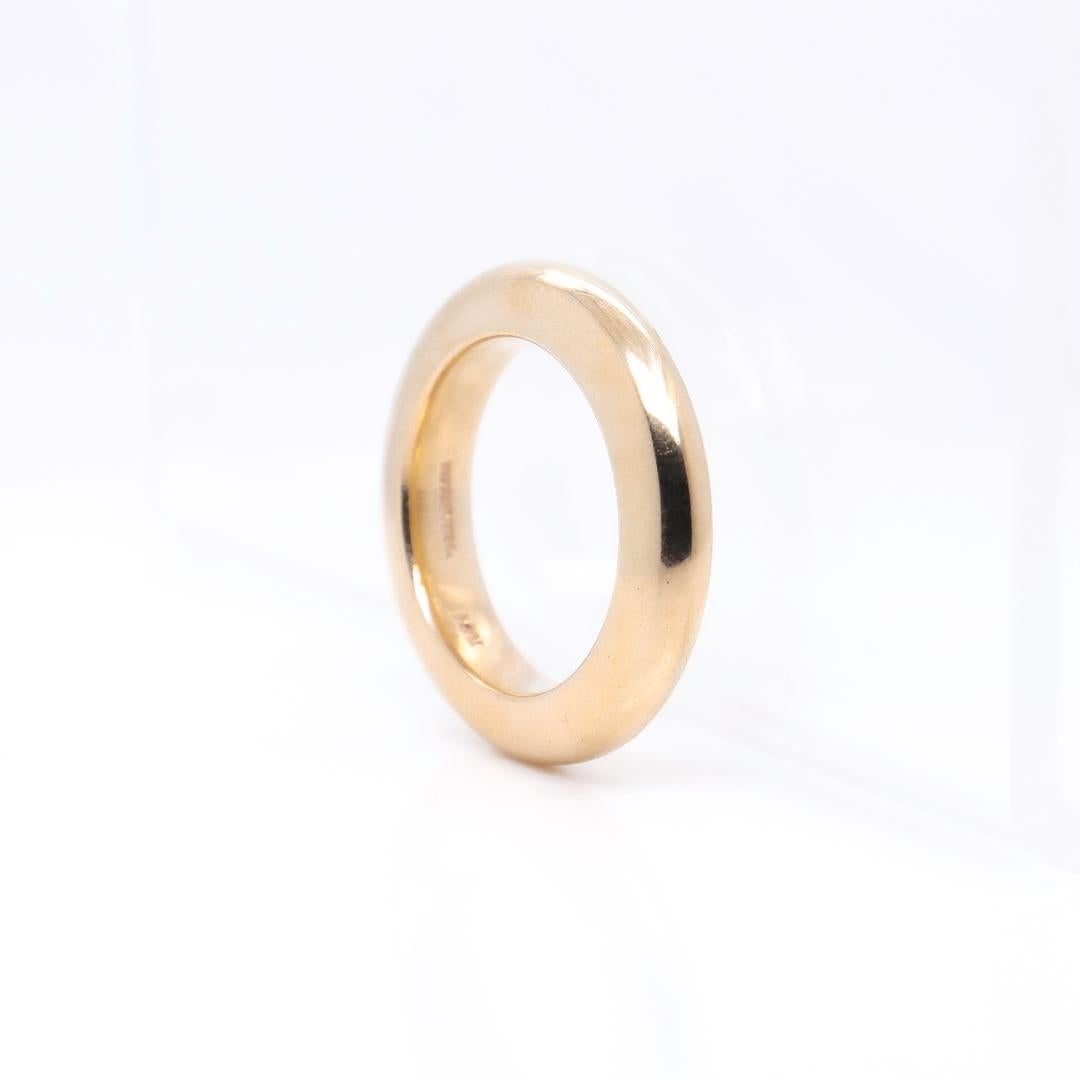 Tiffany and Co 14k Gold High Profile Wedding Band Ring For Sale at 1stDibs