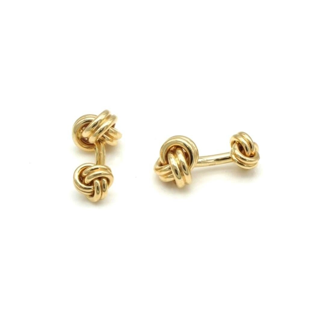 Women's or Men's TIFFANY & Co. 14K Gold Love Knot Cuff Links Cufflinks For Sale