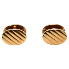 Tiffany & Co. 14k Gold Oval Ribbed Vintage Cuff Links
