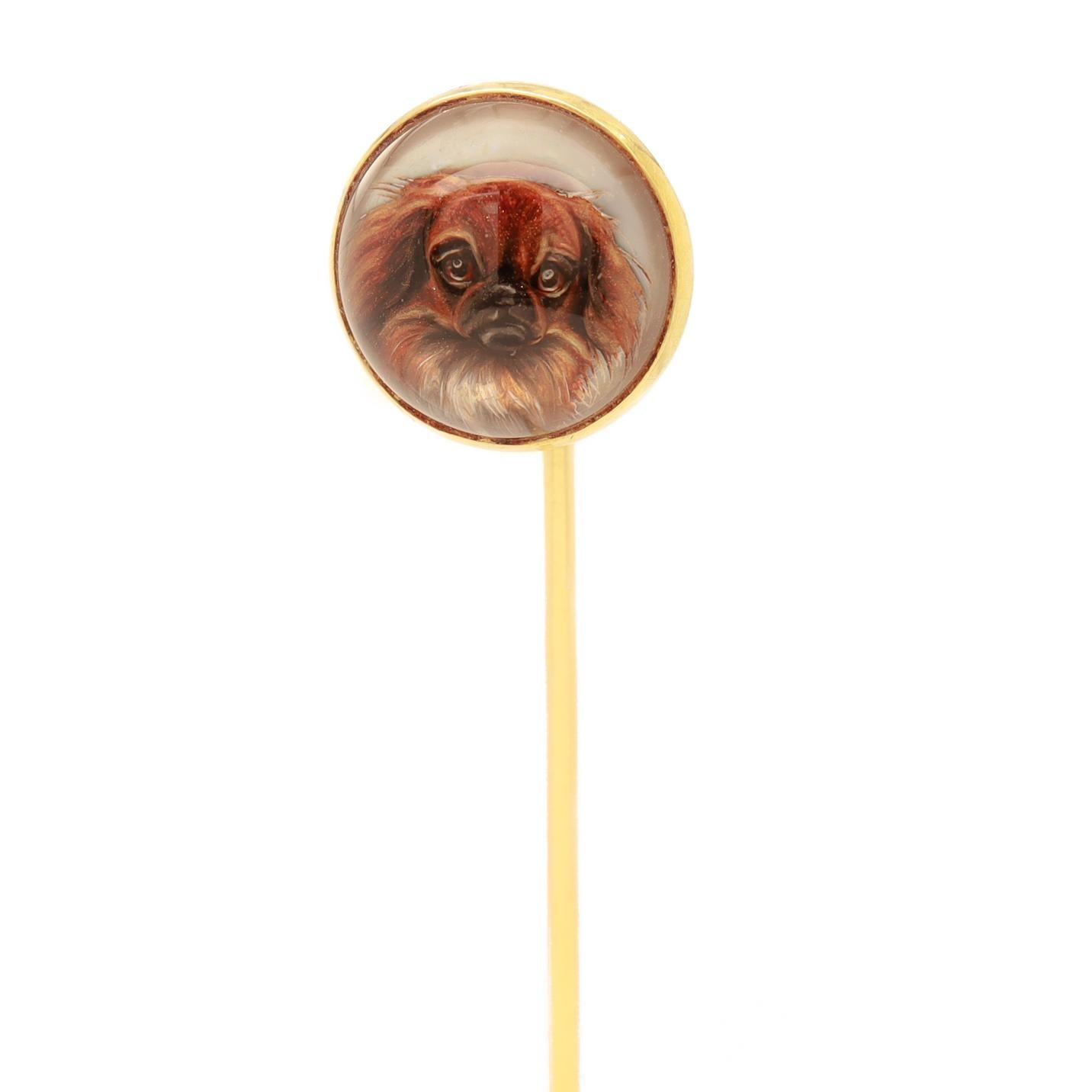 Tiffany & Co. 14k Gold & Pekingesischer Hund Essex Kristall-Stickerei, Essex (Edwardian) im Angebot