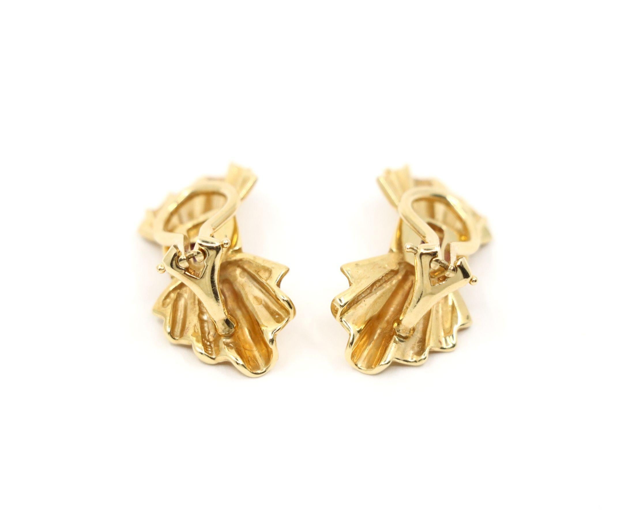 Tiffany & Co. 14K Gold Ruby Bow Clip Earrings & Brooch For Sale 5
