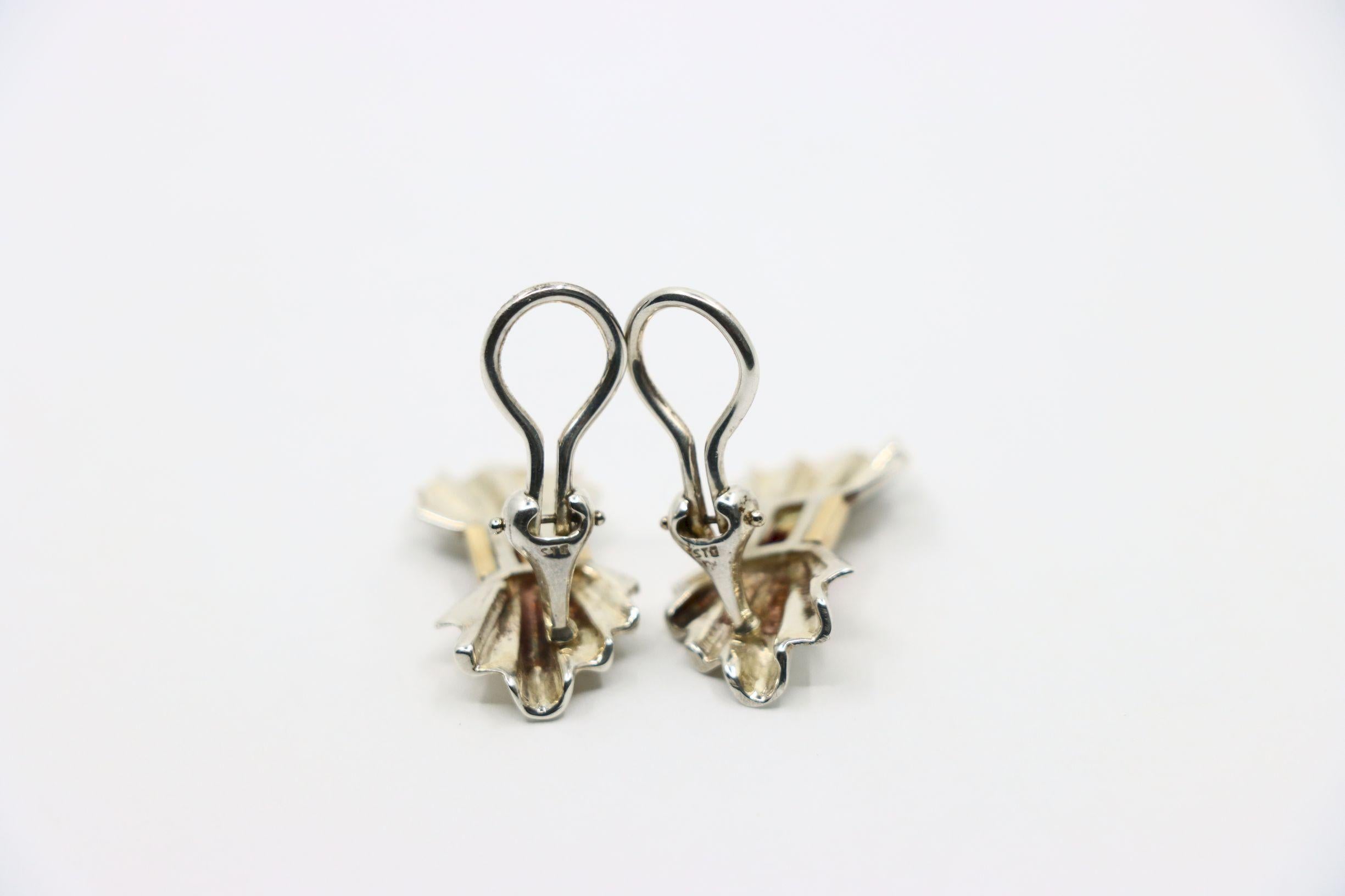 Tiffany & Co. 14K Gold Silver Ruby Bow Clip Earrings For Sale 2