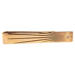 Tiffany & Co. 14K Gold Tie Clip With Diamond & Engravings