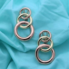 Tiffany & Co. 14k Retro Period Pink and Green Gold Graduated Circle Earrings