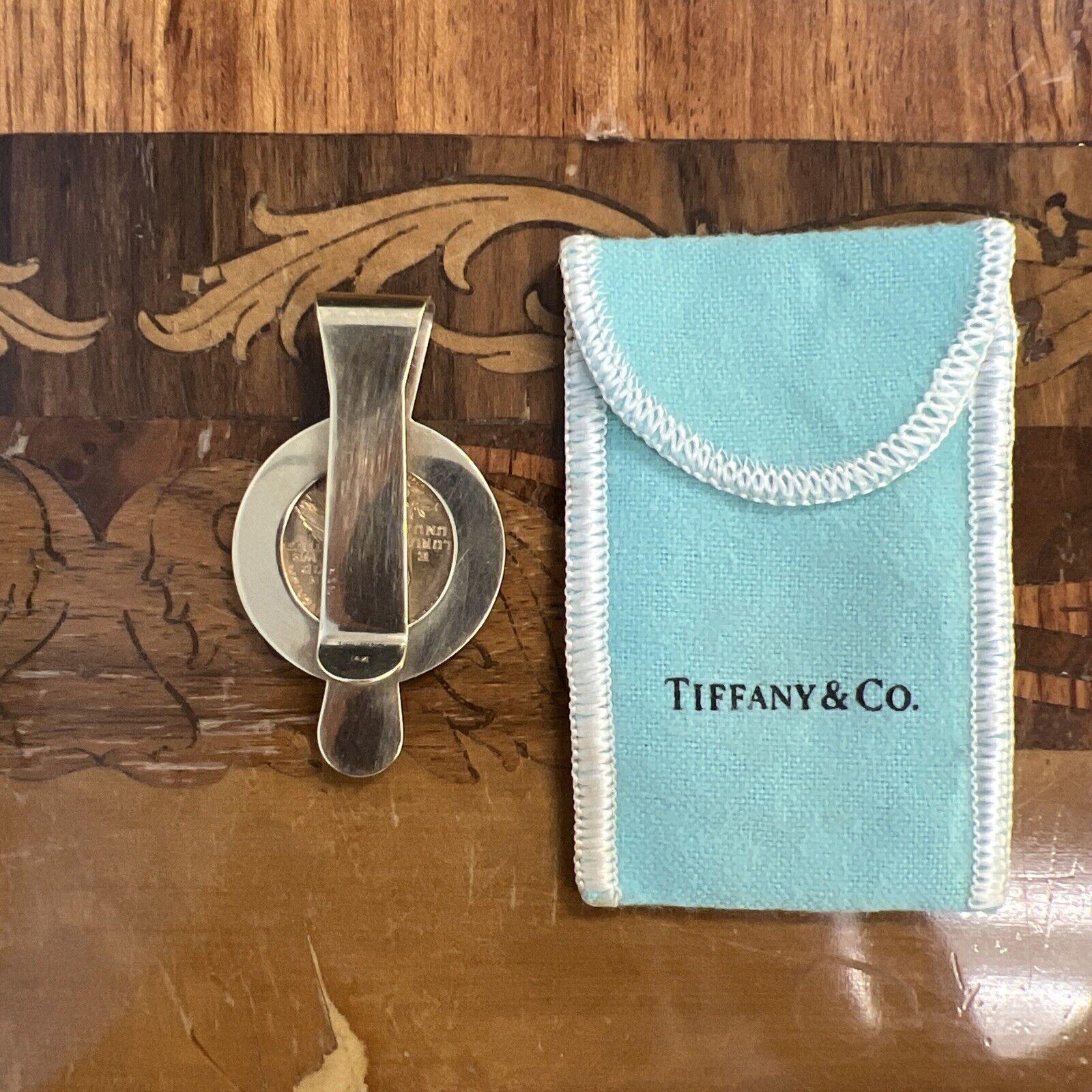 Retro TIFFANY & CO. 14k Yellow Gold & 1909 22k Yellow Gold Coin Money Clip Circa 1940s