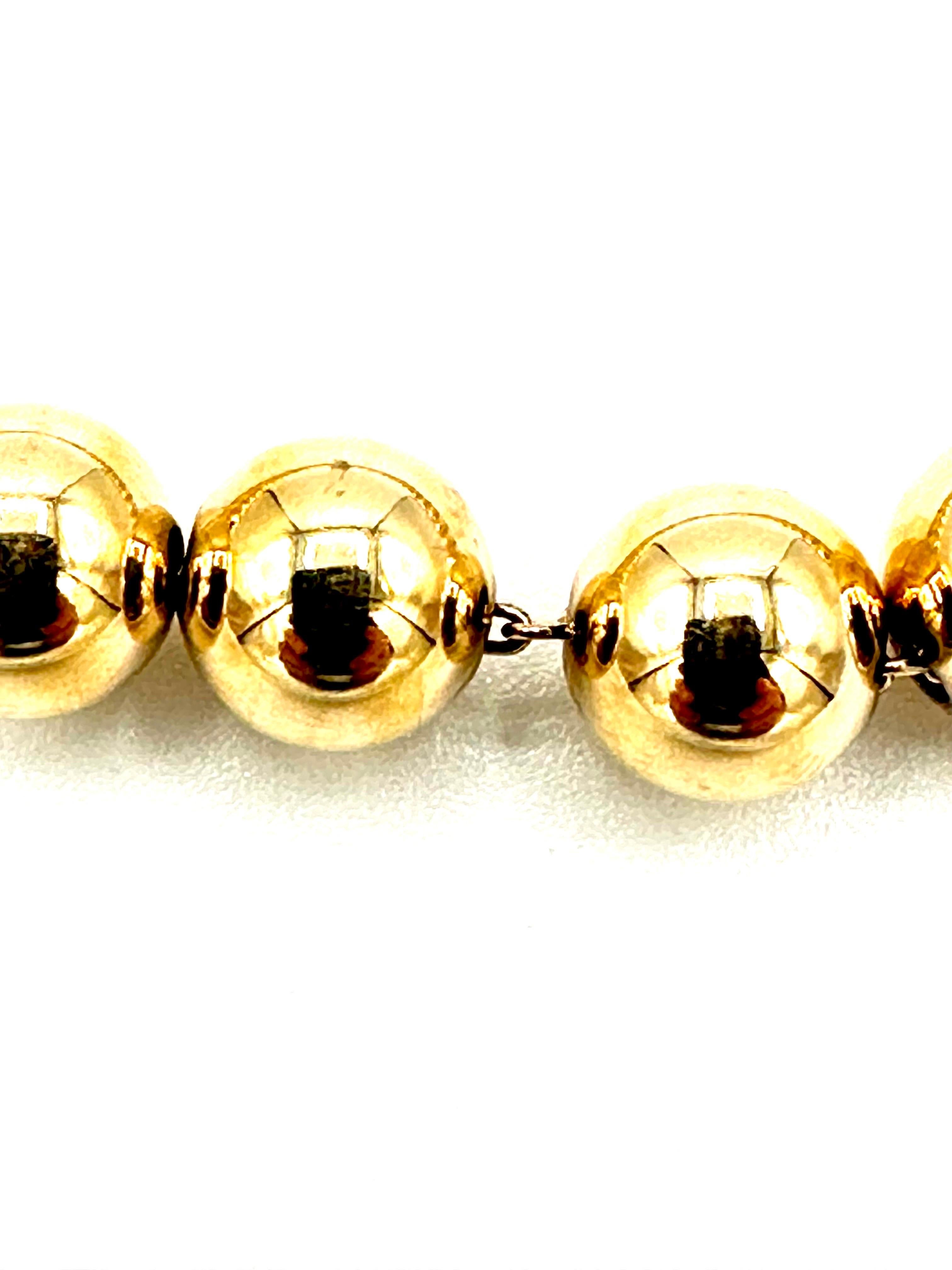 Retro Tiffany & Co. 14K Yellow Gold 8.20MM Ball Bead Necklace 