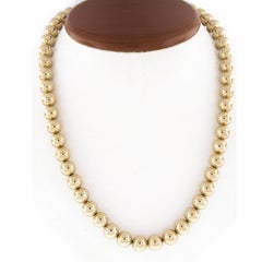 Tiffany & Co. 14k Yellow Gold 8.7mm Ball Bead 18" Necklace W/ Lobster Claw Clasp