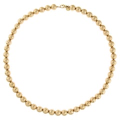 Tiffany & Co. 14k Yellow Gold 8.7mm Ball Bead 18" Necklace W/ Lobster Claw Clasp