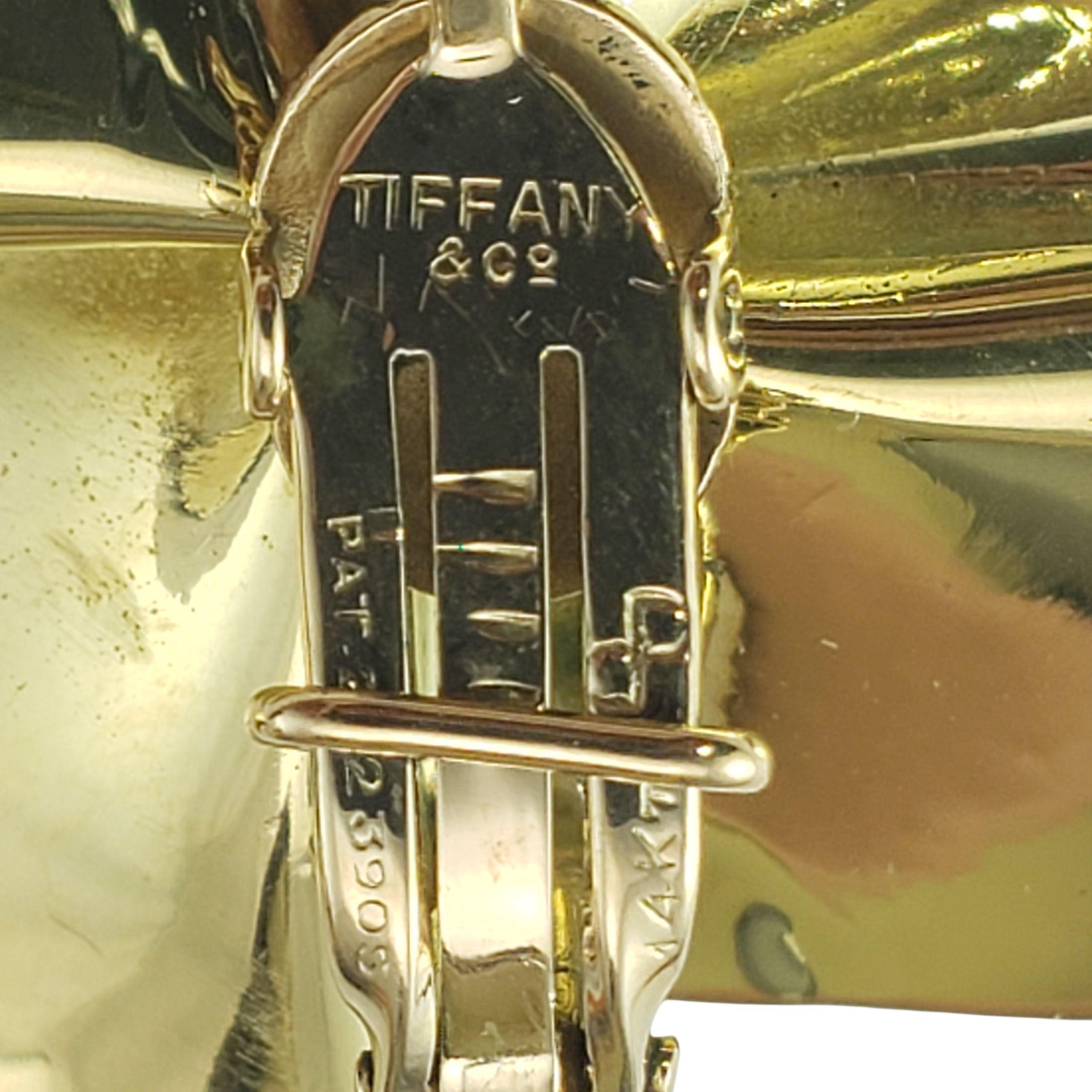 Tiffany & Co. Boucles d'oreilles à pince en or jaune 14K et diamants #22531 Pour femmes en vente