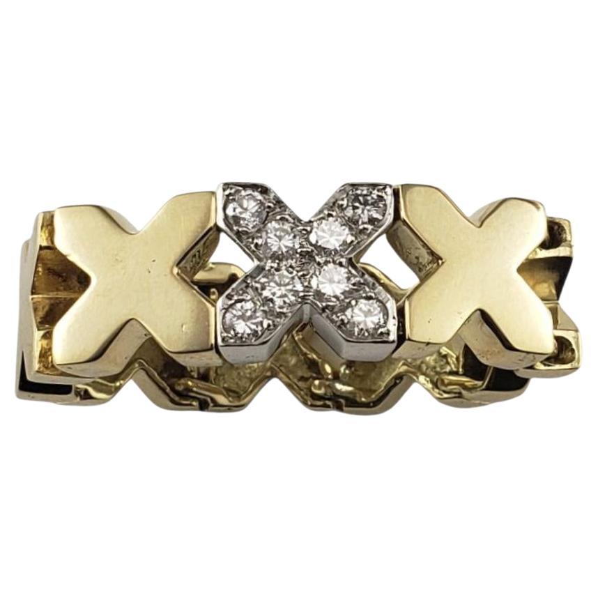 Tiffany & Co. 14K Yellow Gold and Diamond "X" Ring Size 6.5 #22943 For Sale