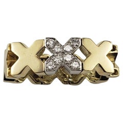 Tiffany & Co. 14K Yellow Gold and Diamond "X" Ring Size 6.5 #22943