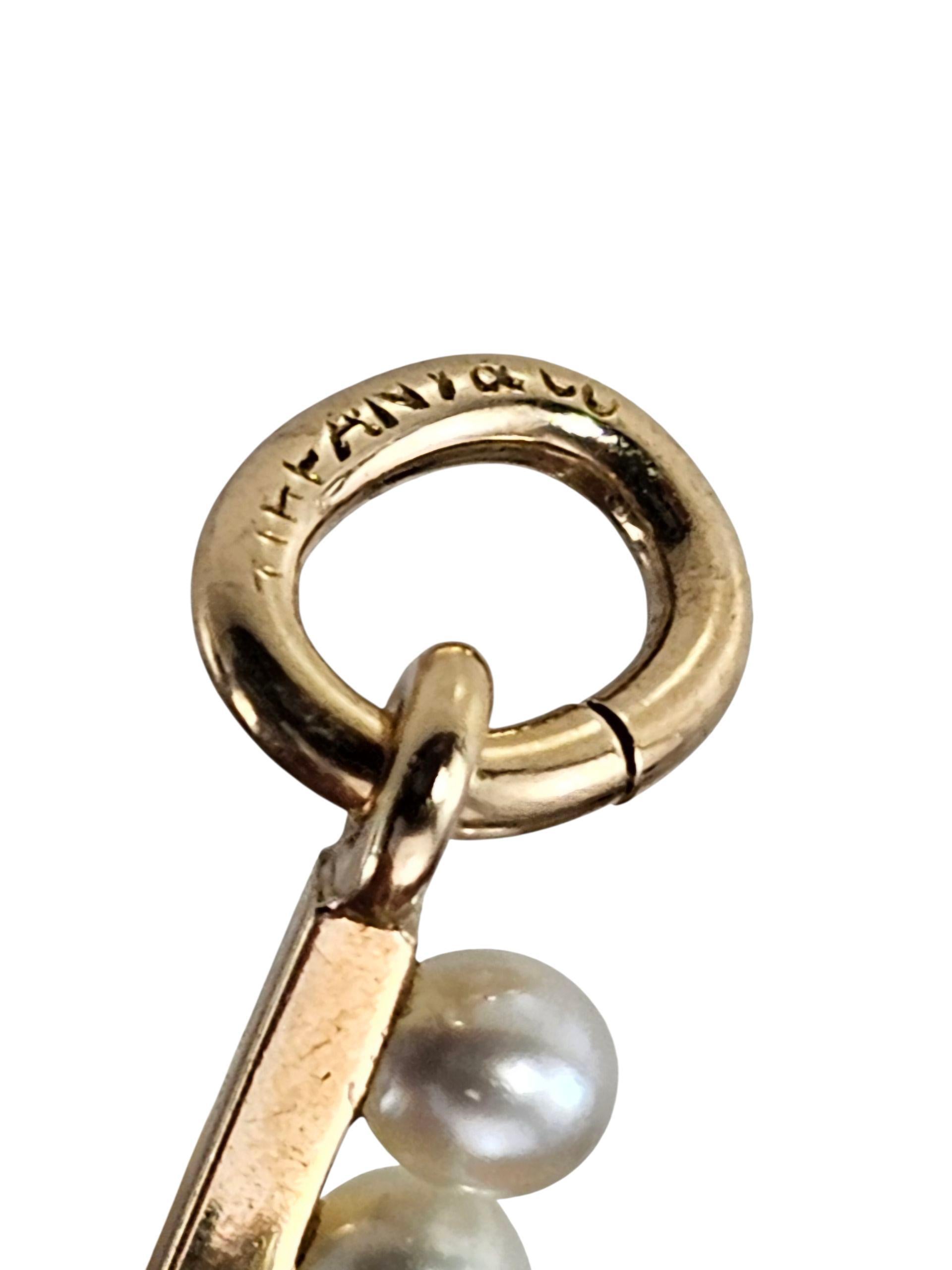 Tiffany & Co. Pendentif croix en or jaune 14K et perles #23558 1