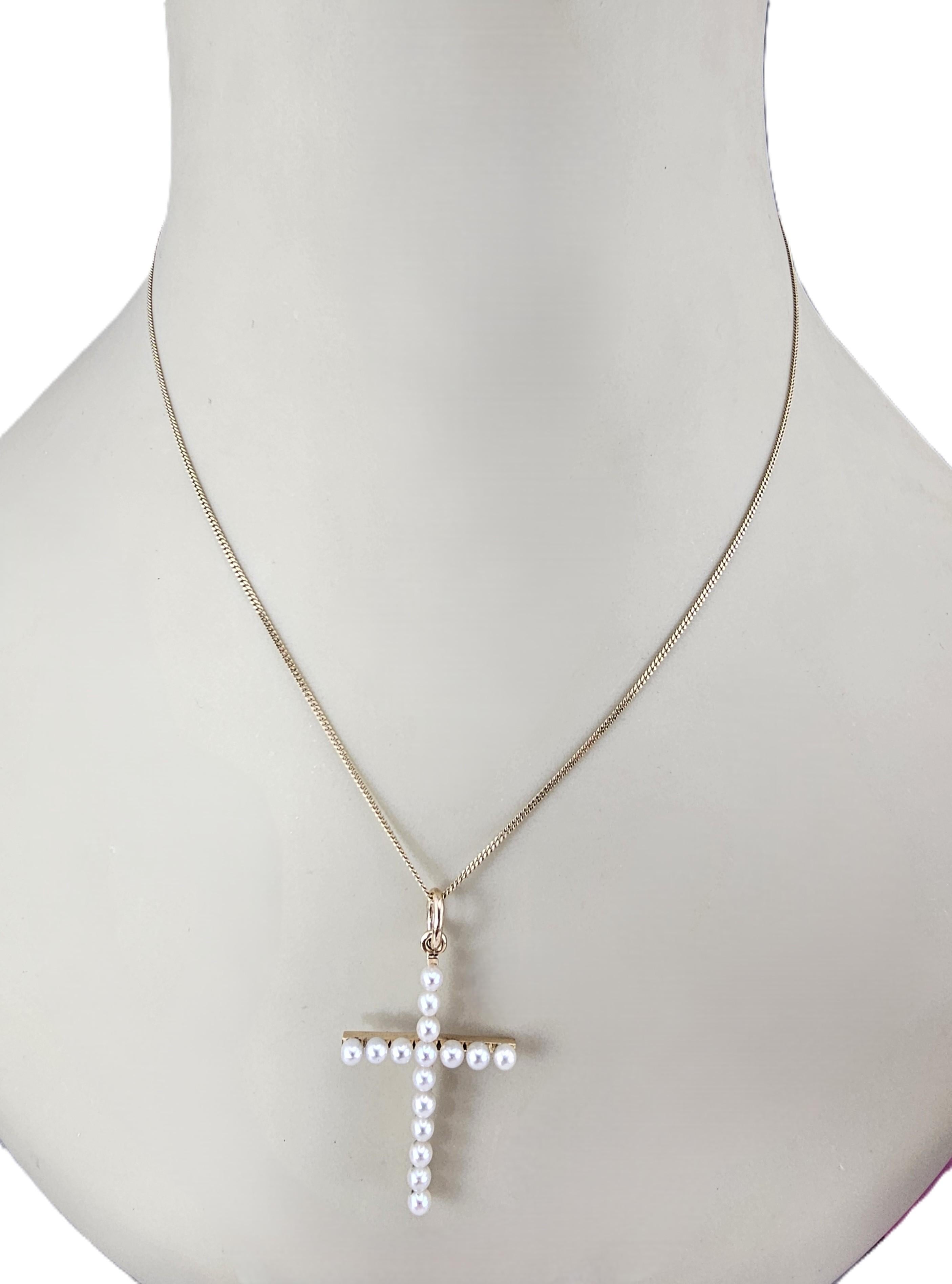 Tiffany & Co. Pendentif croix en or jaune 14K et perles #23558 2