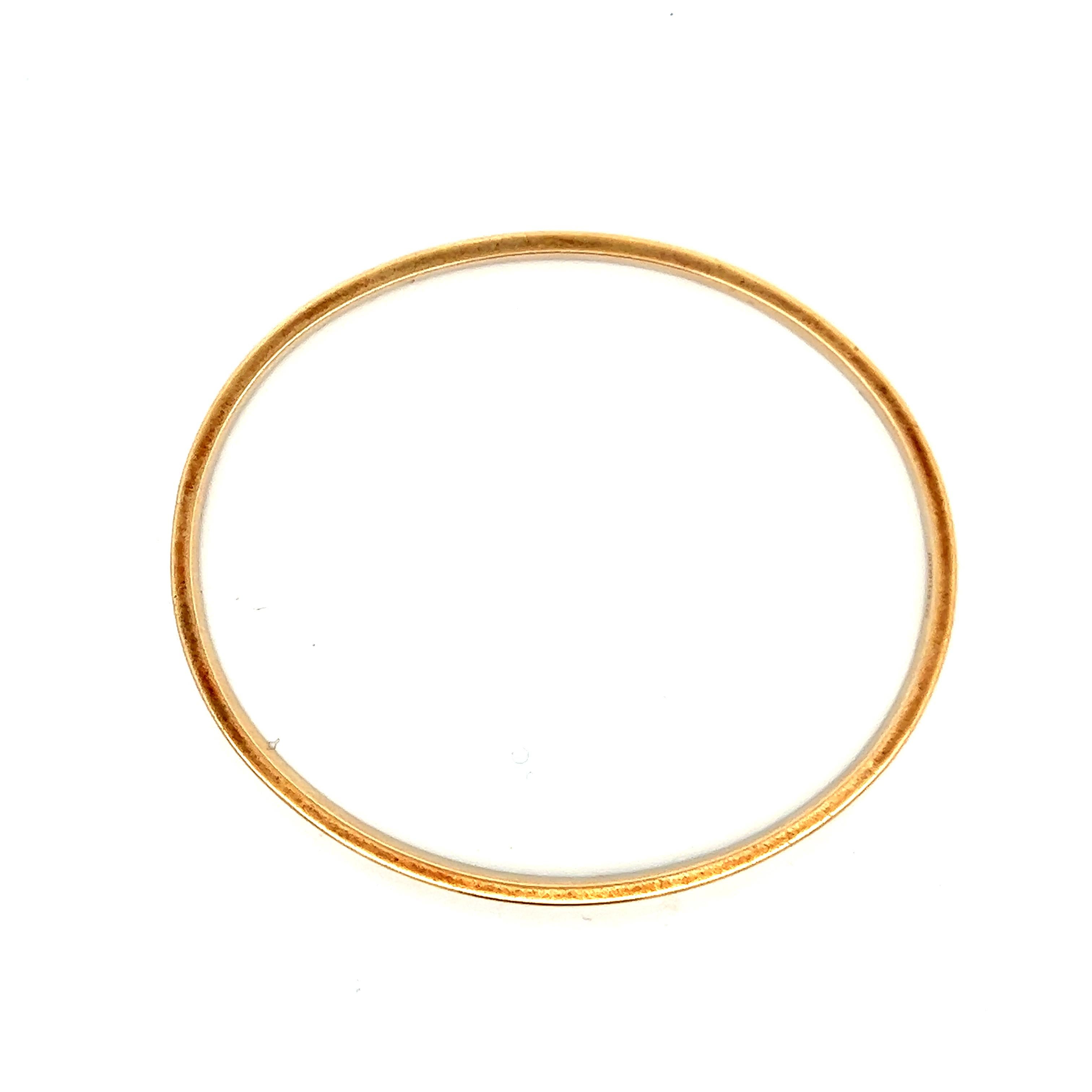 Women's or Men's Tiffany & Co. 14k Yellow Gold Bangle Ca1960  For Sale