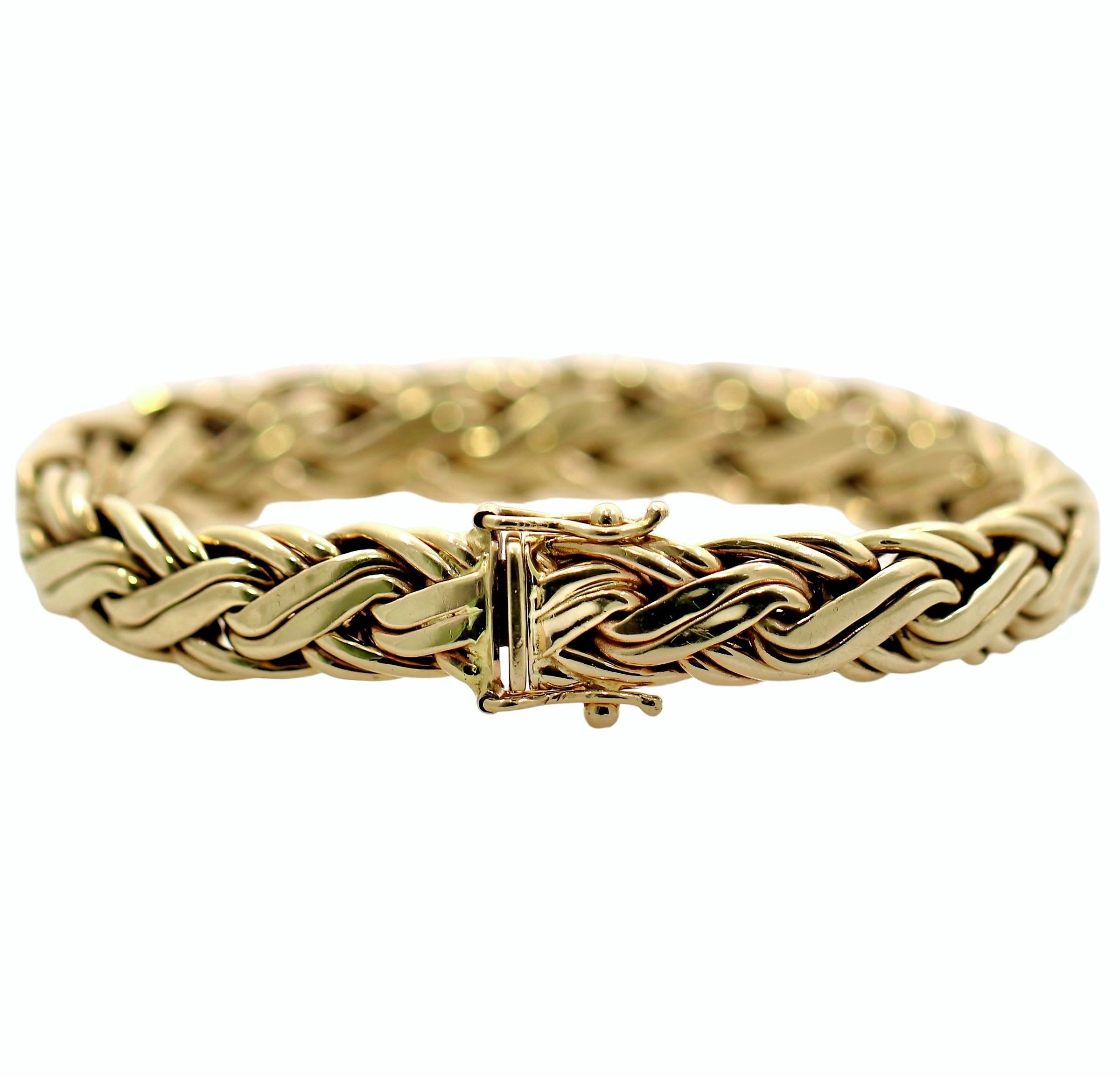 Modern Tiffany & Co. 14K Yellow Gold Braided Wheat Link Bracelet
