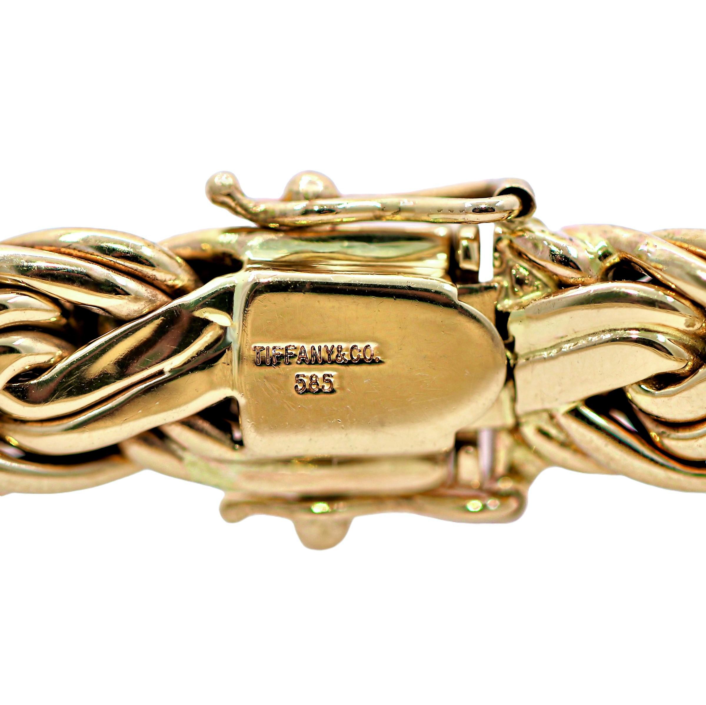 Tiffany & Co. 14K Yellow Gold Braided Wheat Link Bracelet In Good Condition In Palm Beach, FL