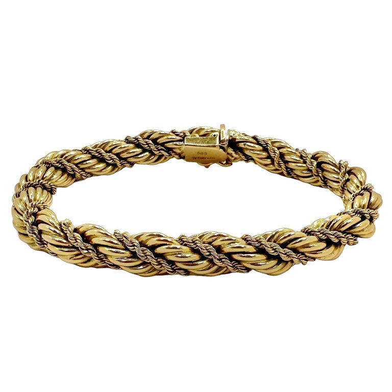 Tiffany and Co. 14K Yellow Gold Classic Rope Bracelet For Sale at 1stDibs | gourmette  tiffany, run dmc gold rope chain, tiffany rope bracelet