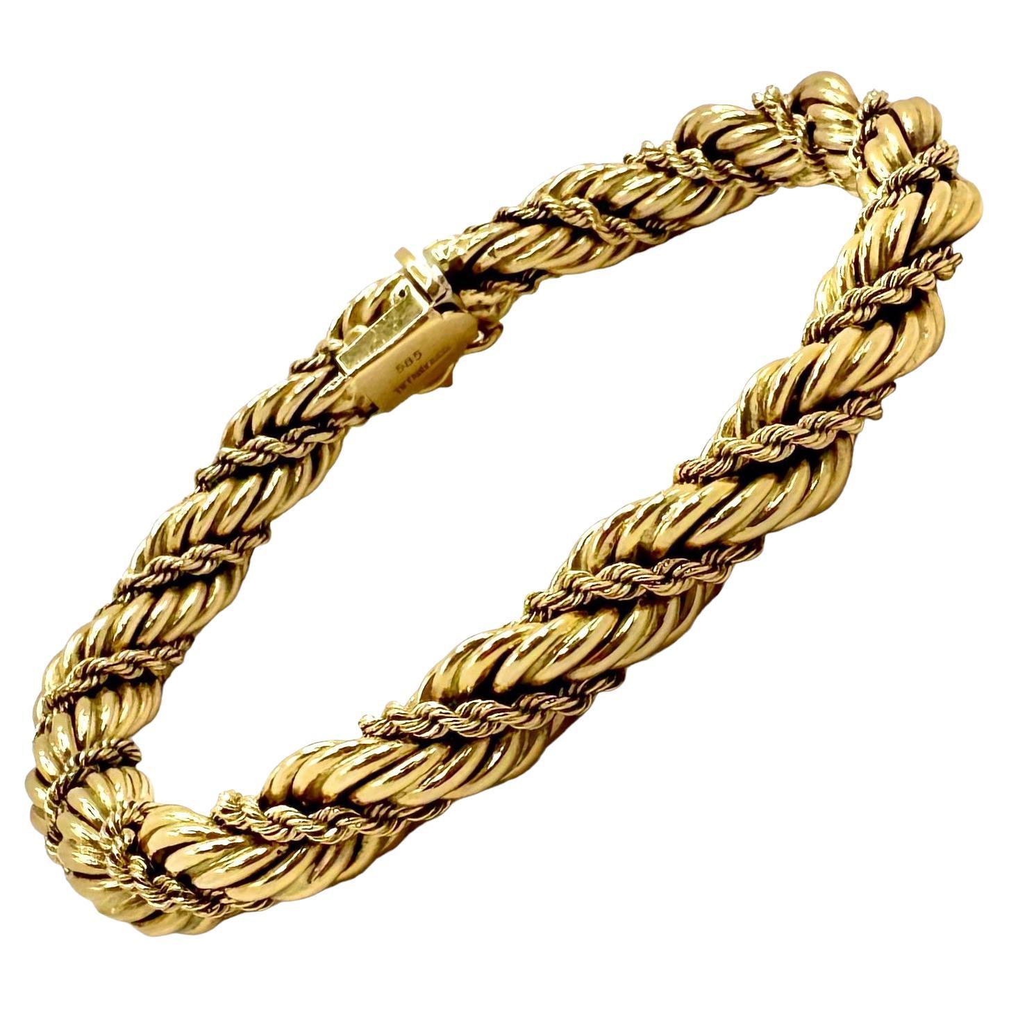 Tiffany and Co. 14K Yellow Gold Rope Weave Bracelet For Sale at 1stDibs