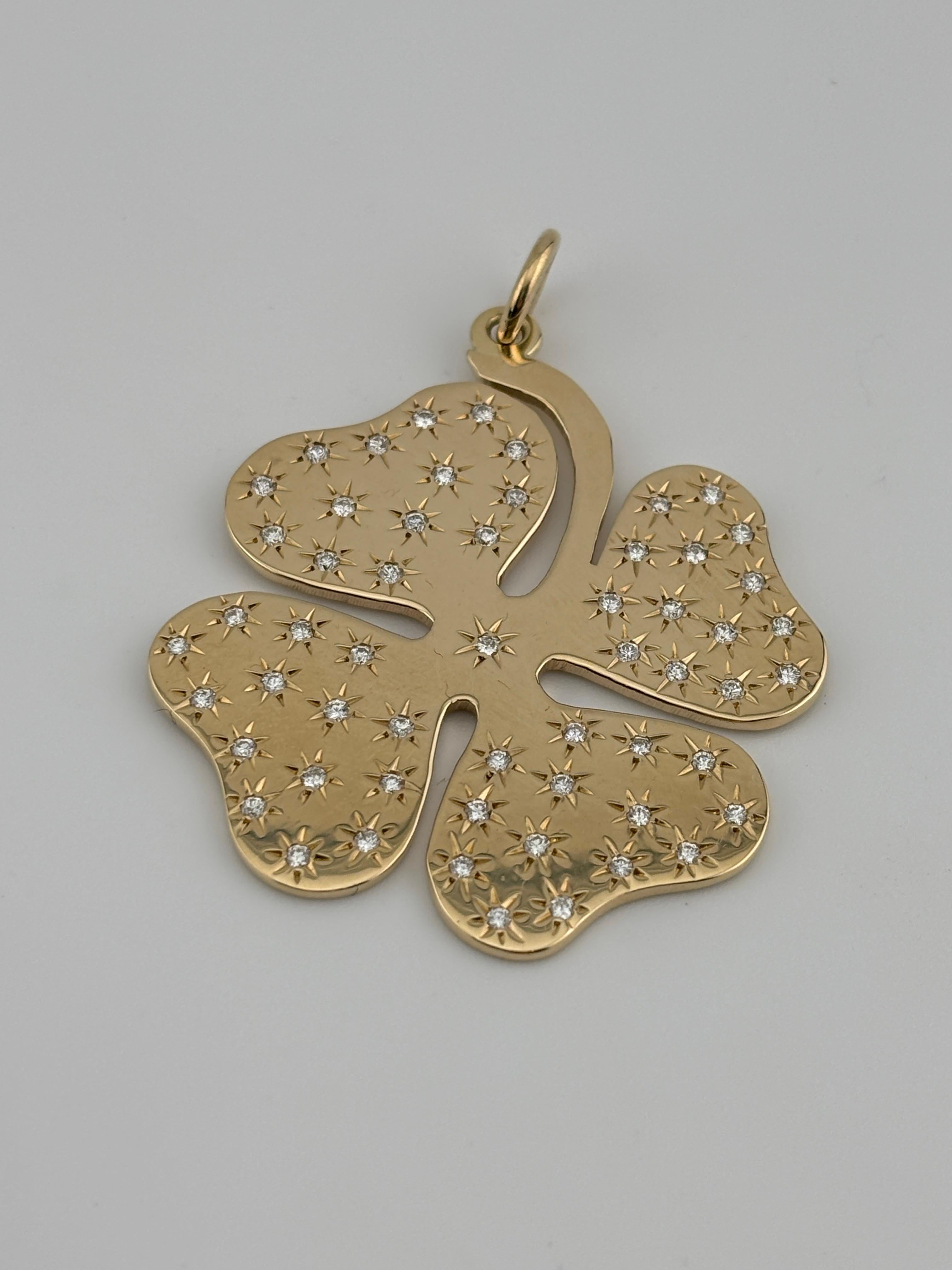 Tiffany & Co. 14k Yellow Gold Diamond 4 Leaf Clover Pendant 4