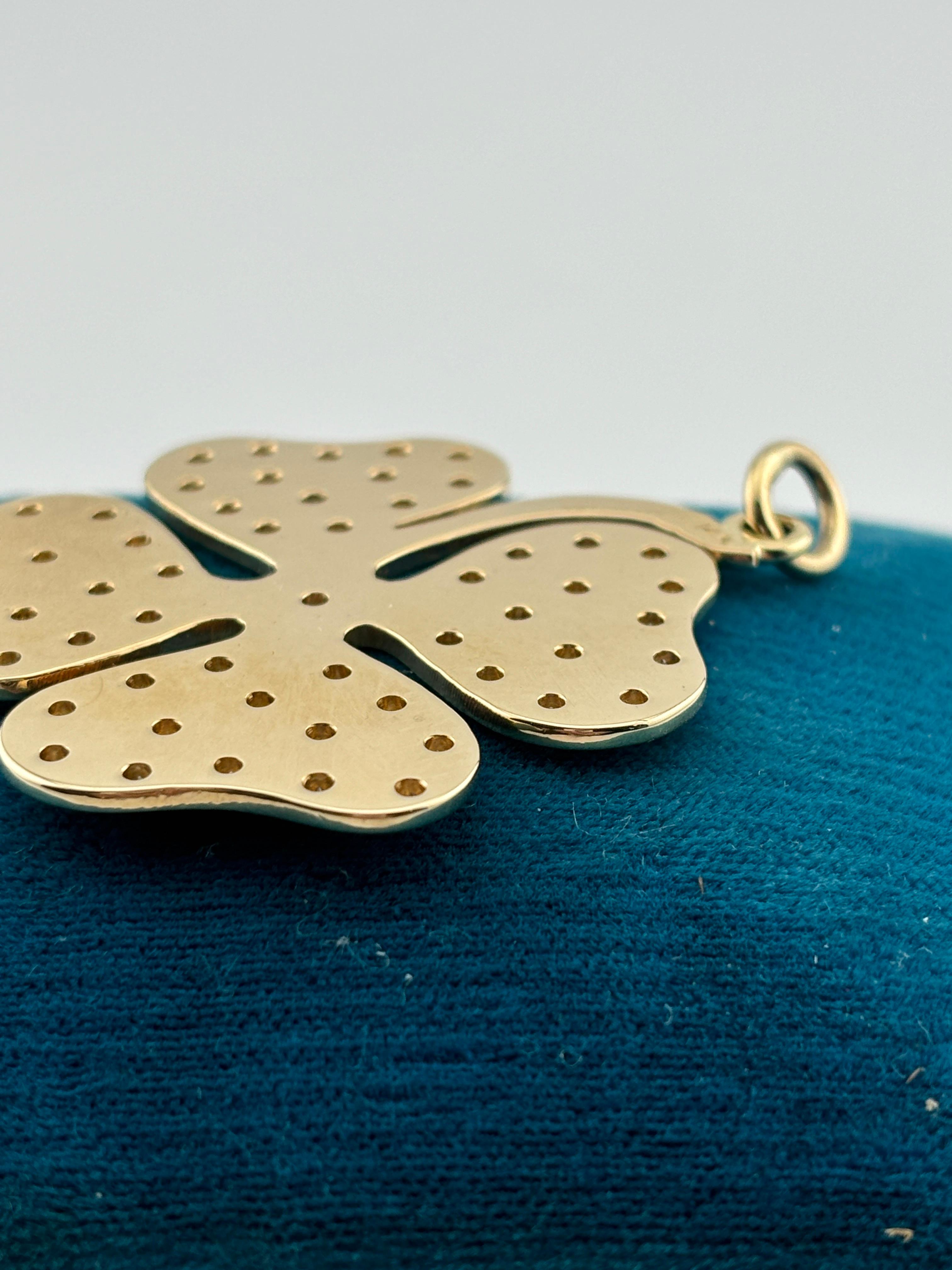 Tiffany & Co. 14k Yellow Gold Diamond 4 Leaf Clover Pendant 1