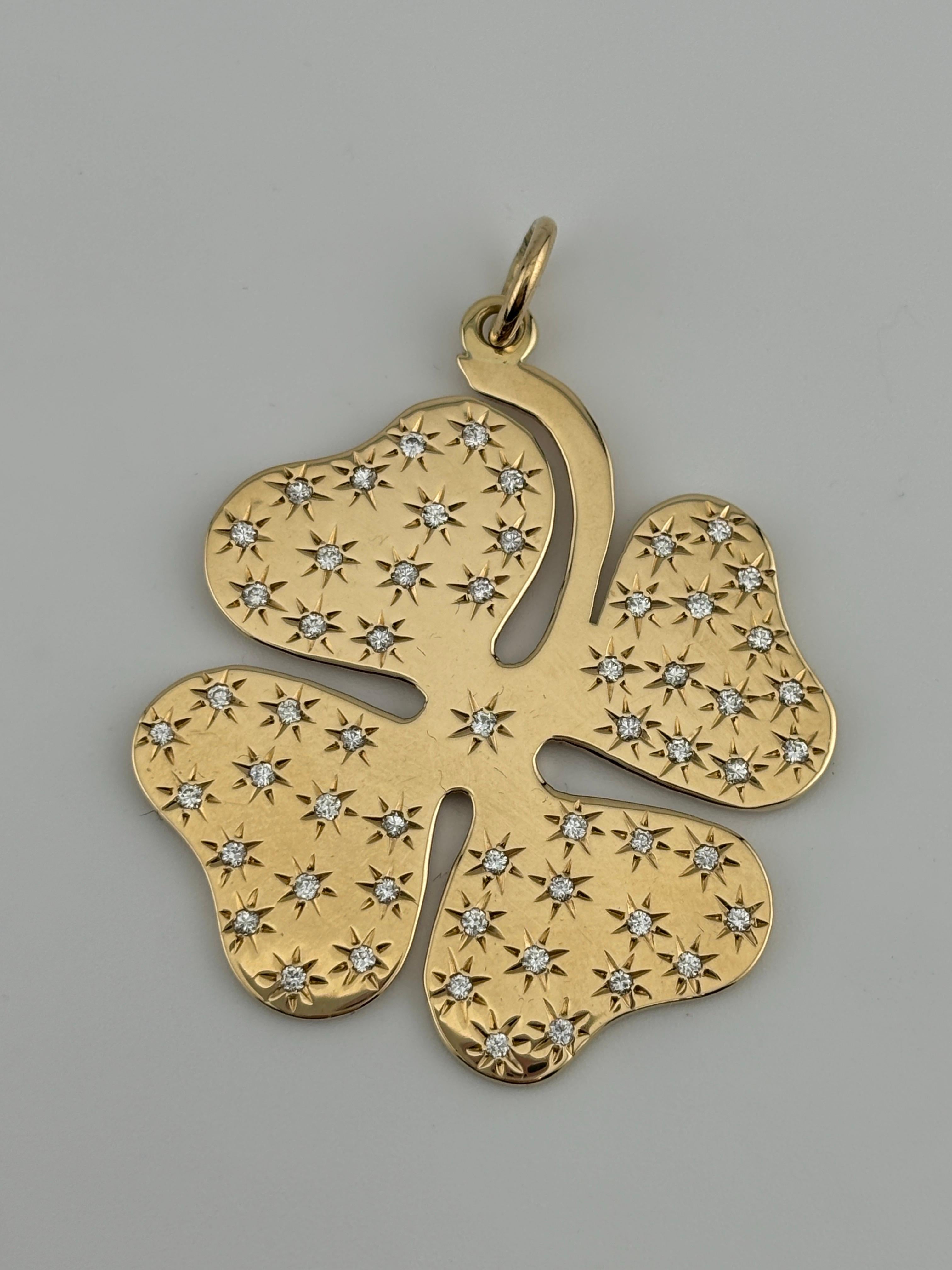 Tiffany & Co. 14k Yellow Gold Diamond 4 Leaf Clover Pendant 3