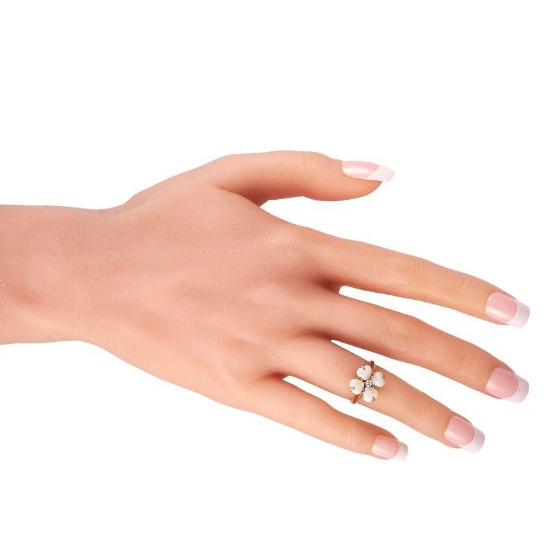 Round Cut Tiffany & Co. 14k Yellow Gold Diamond and Opal Flower Ring