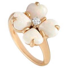 Tiffany & Co. 14k Yellow Gold Diamond and Opal Flower Ring