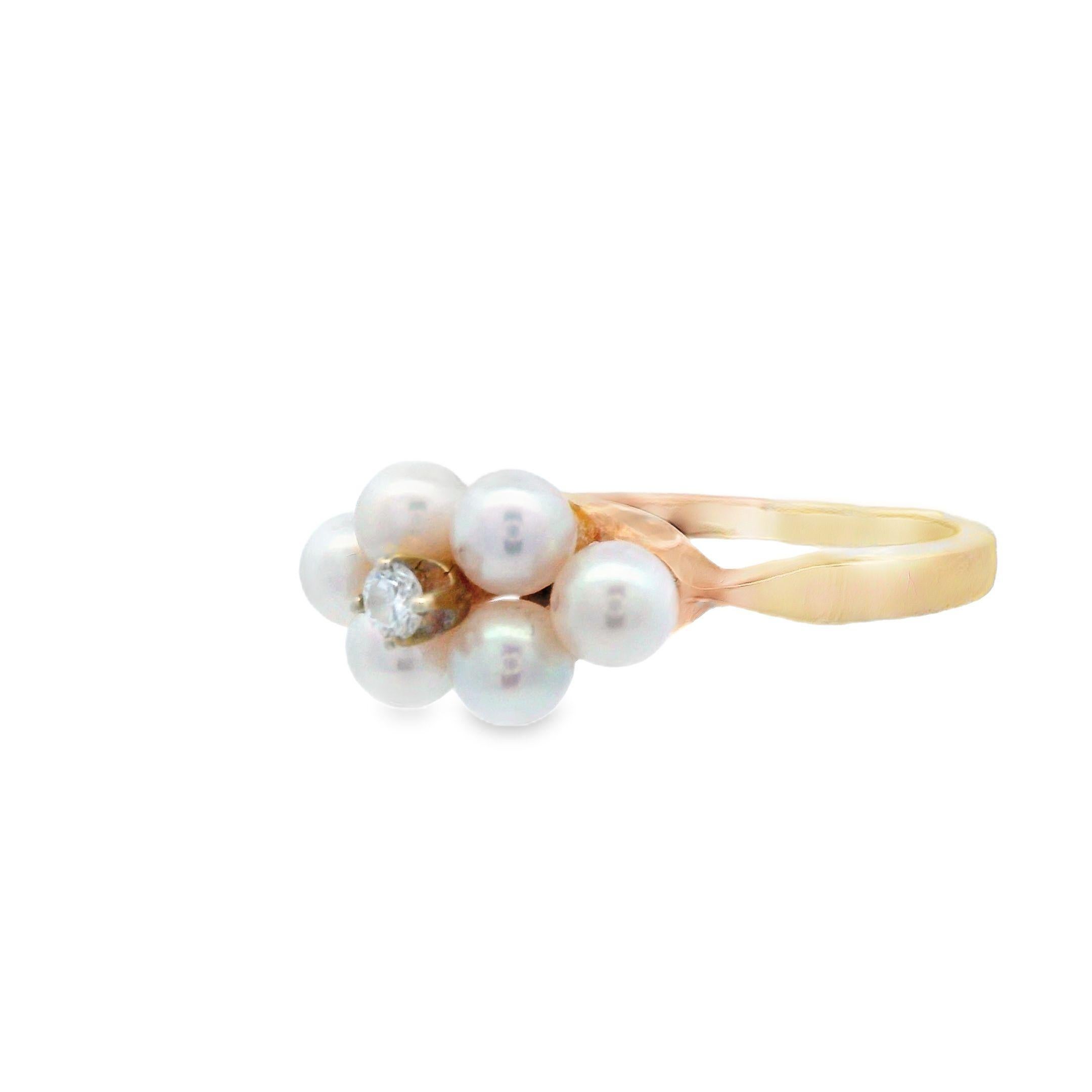 Tiffany & Co. 14k Yellow Gold Diamond and Pearl Ring For Sale 2