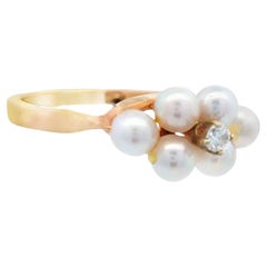 Tiffany & Co. 14k Gelbgold Diamant- und Perlenring