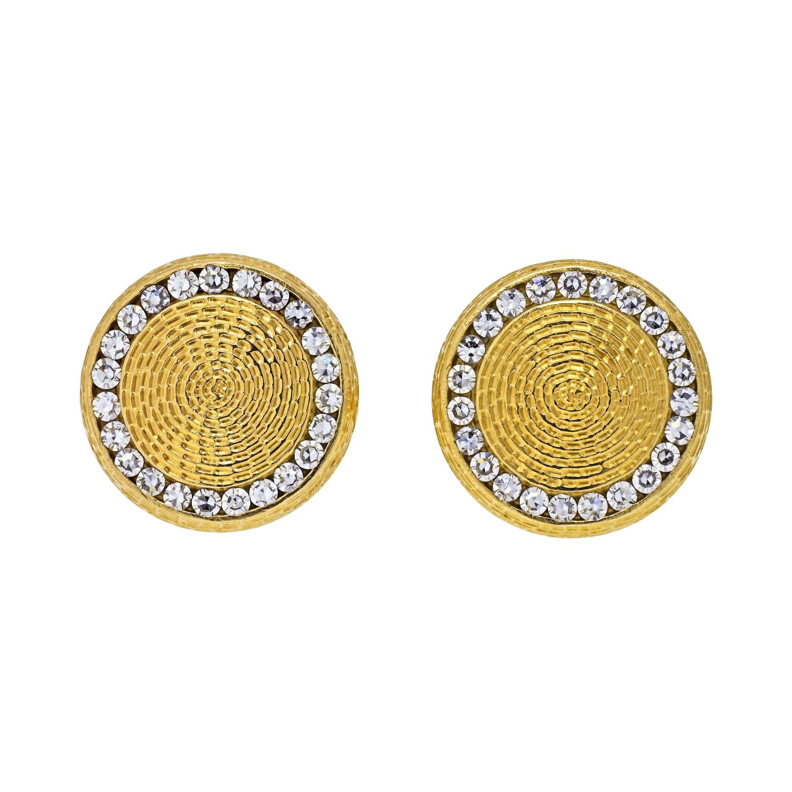 Tiffany & Co. 14K Yellow Gold Diamond Circle Cuff Links